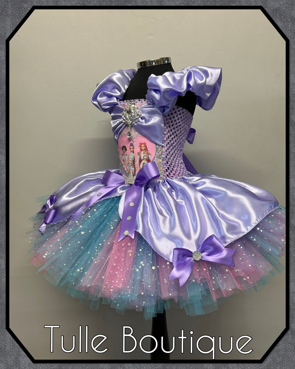 Girls toddlers Kpop Demon Hunters Rumi Mira Zoe tutu dress, birthday ballgown, fancy dress costume