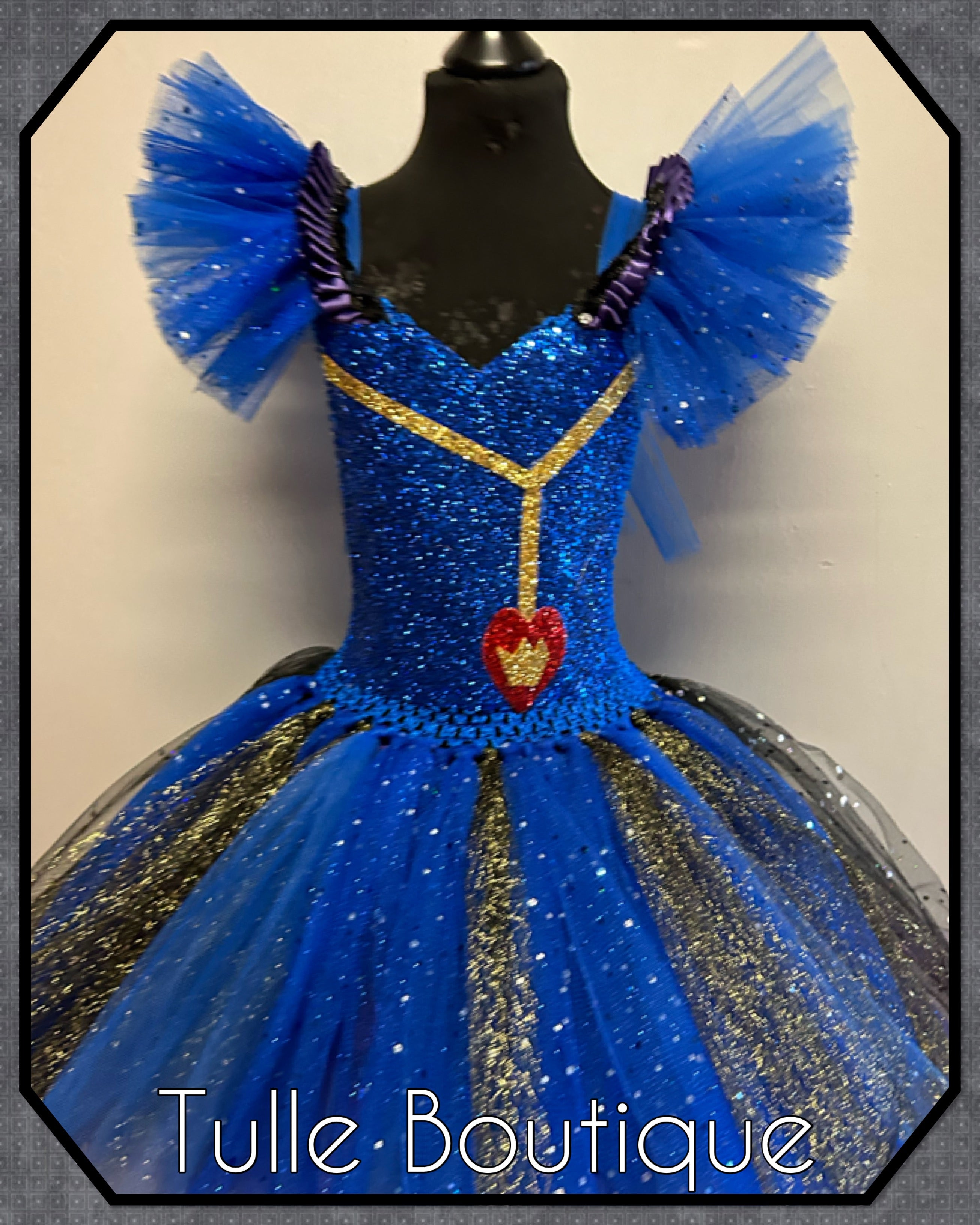 Girls toddlers Descendants Evie tutu birthday party dress,ballgown, fancy dress costume dipped hem