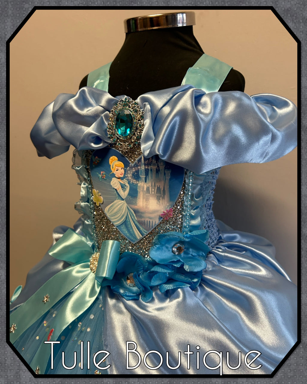 Girls toddlers Princess Cinderella baby blue tutu dress, ballgown, fancy dress costume full length