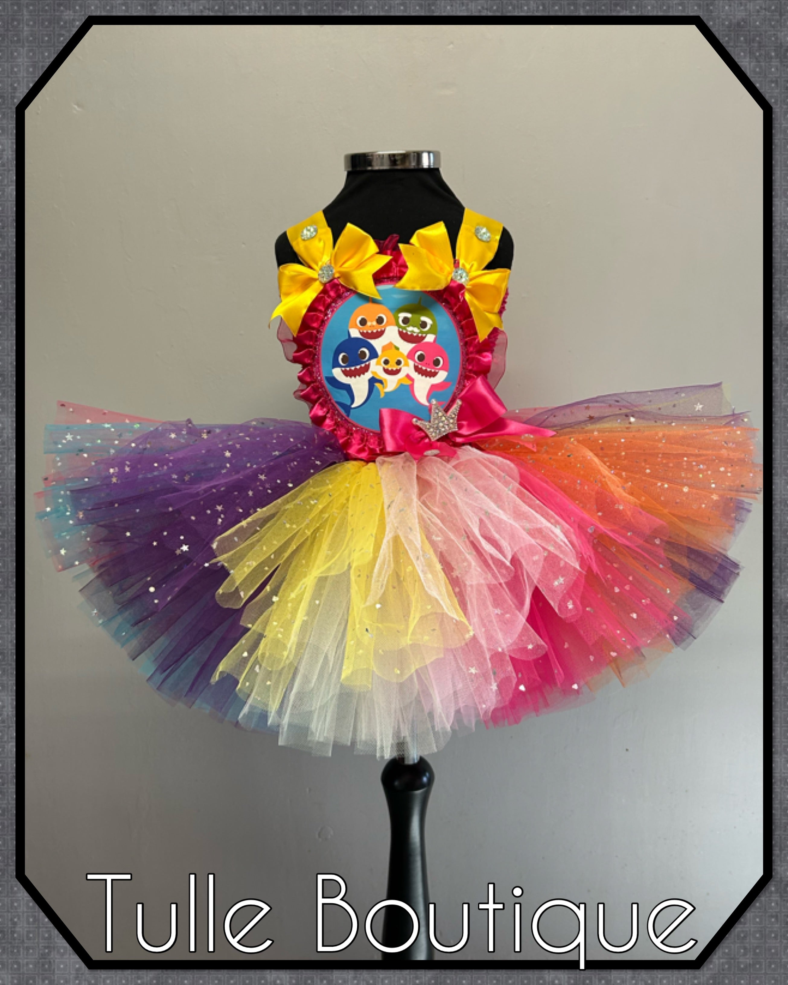 Girls toddlers Princess Baby Shark sparkle tutu dress, ballgown,fancy dress costume