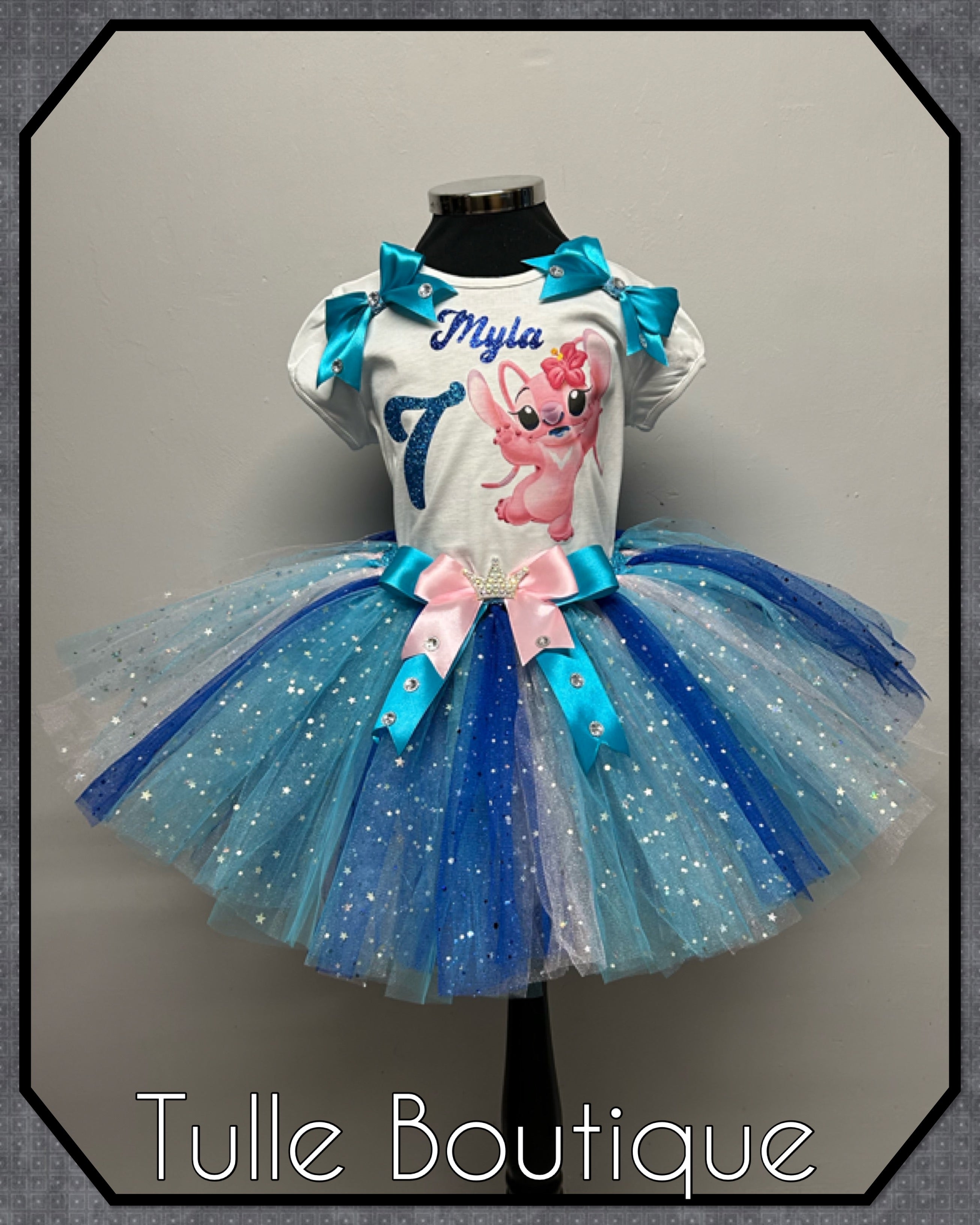 Girls toddlers Angel pink stitch birthday tutu outfit fancy dress costume