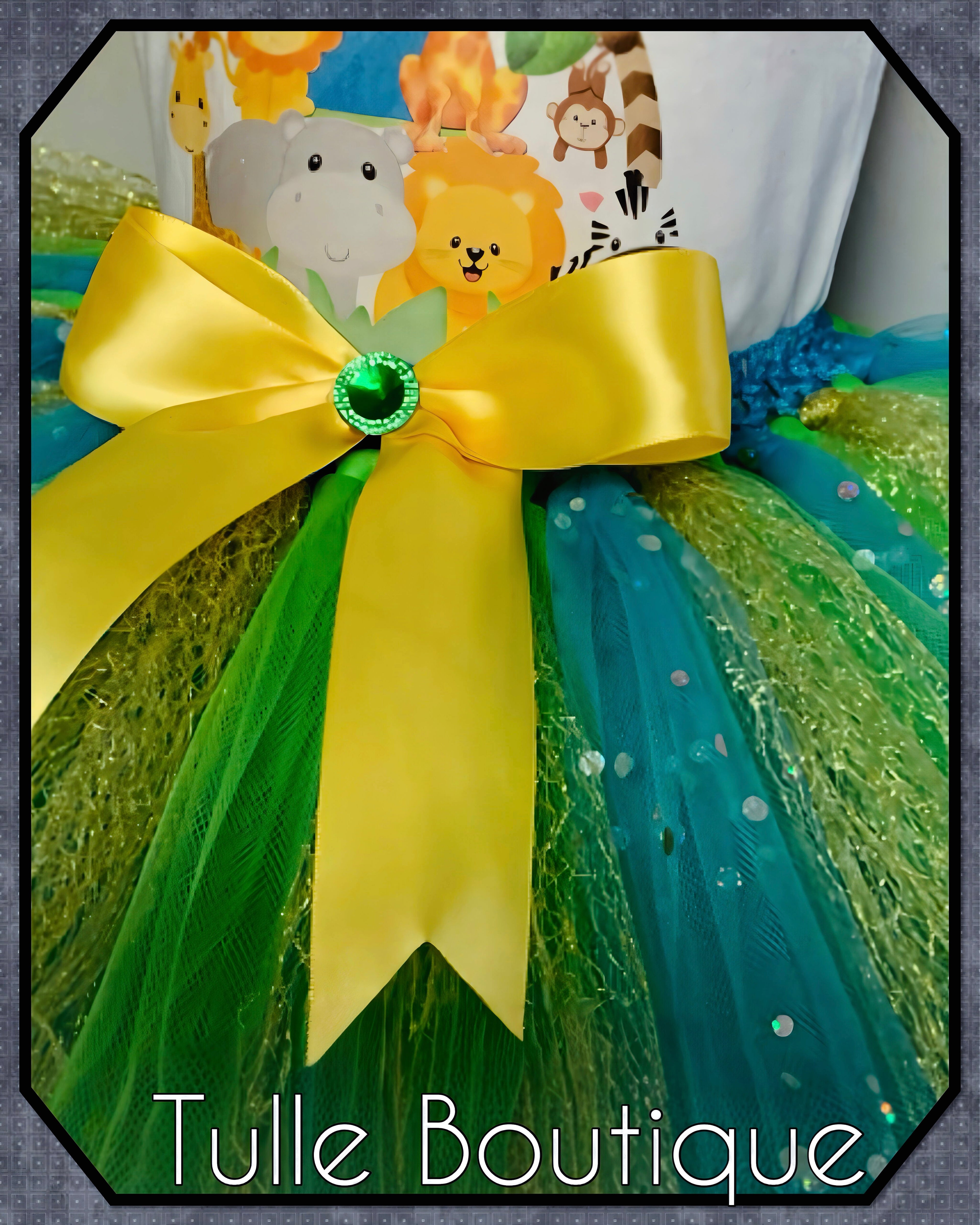 Girls toddlers Jungle themed animal birthday tutu outfit fancy dress costume