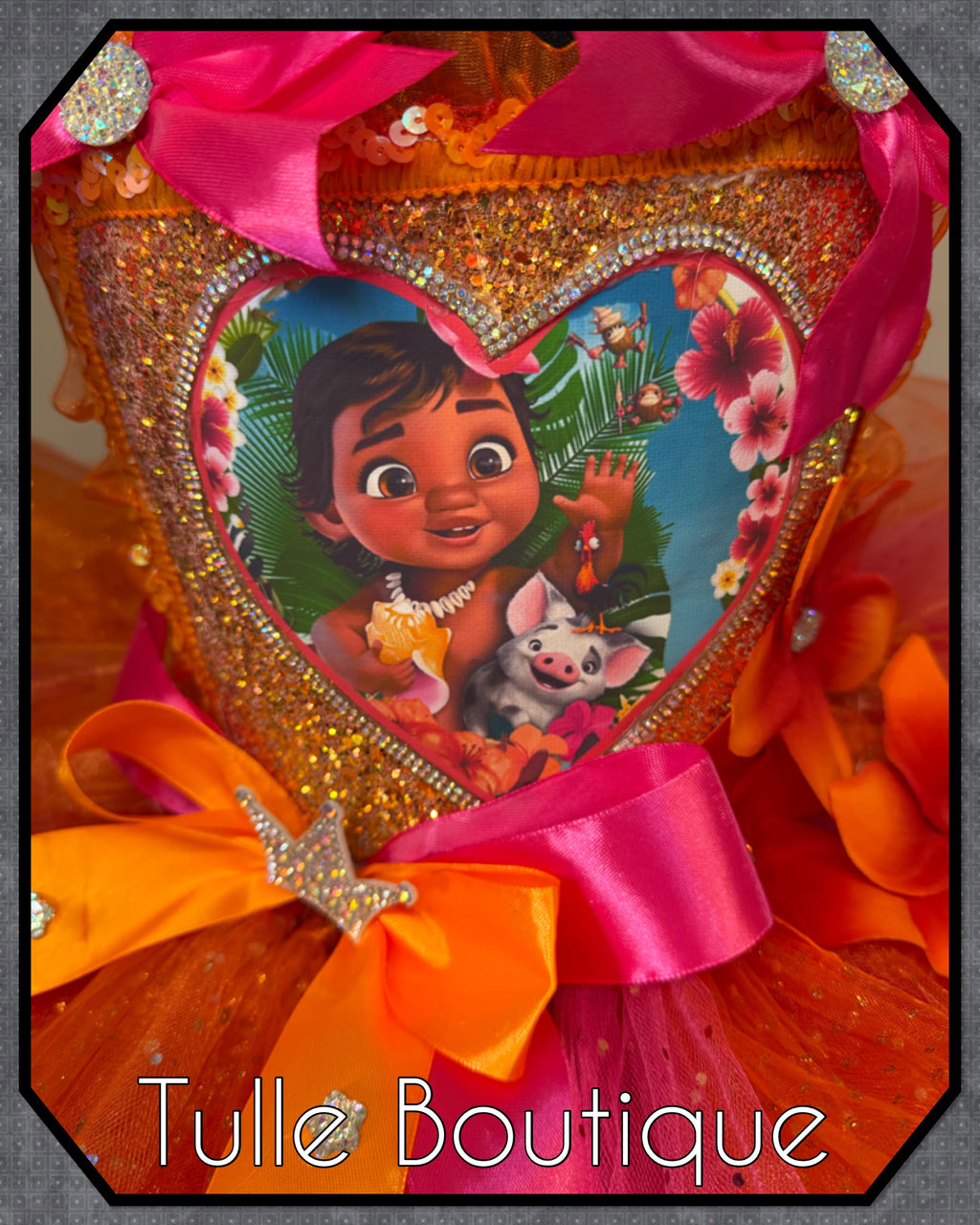 Girls toddlers young baby Moana tutu birthday party dress,ballgown, tropical fancy dress costume