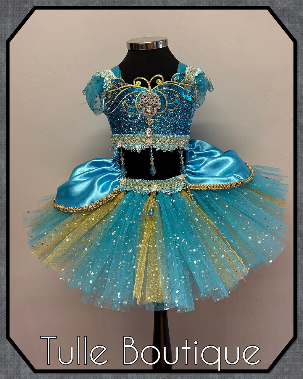 Girls toddlers Princess Jasmine satin tutu dress, Aladdin ballgown, fancy dress costume