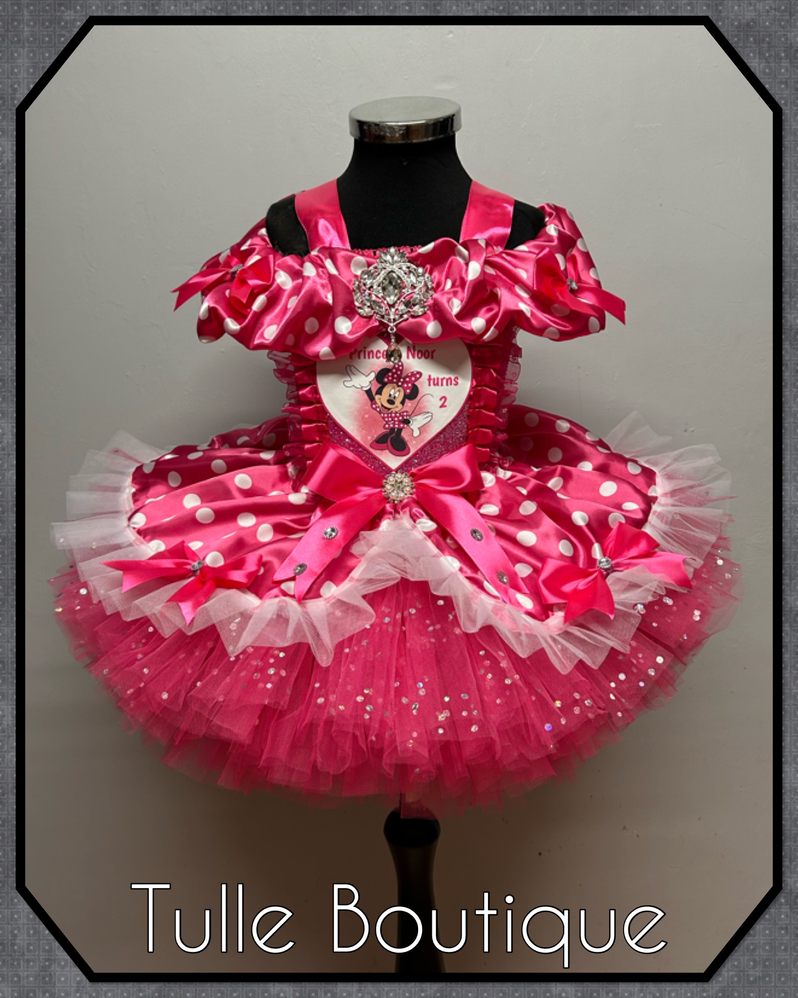Girls toddlers Minnie Mouse hotpink tutu birthday party dress,ballgown, fancy dress costume