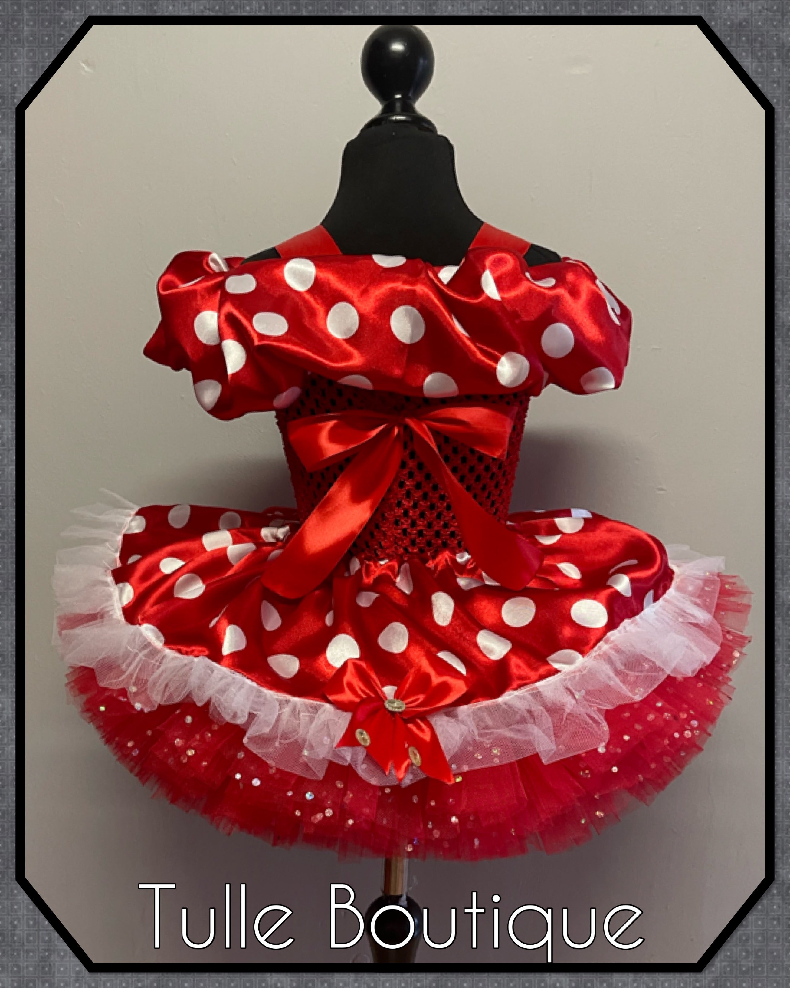 Girls toddlers Minnie Mouse Red tutu birthday party dress,ballgown, fancy dress costume