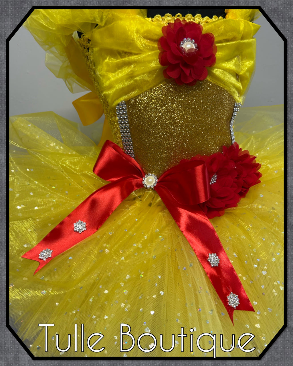 Girls toddlers Princess Belle tutu dress, beauty and the beast ballgown, fancy dress costume