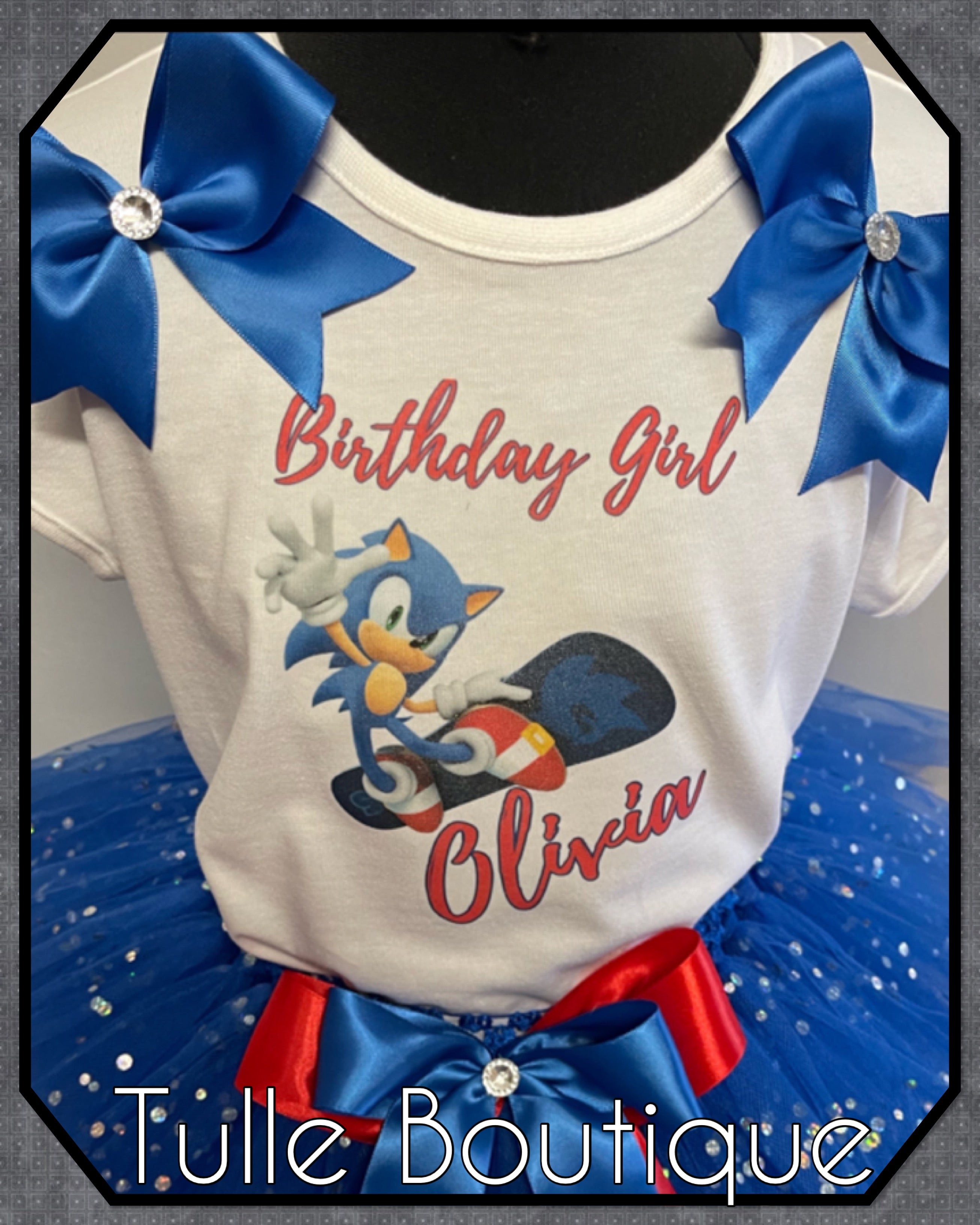 Girls toddlers Sonic the Hedgehog birthday tutu outfit fancy dress costume