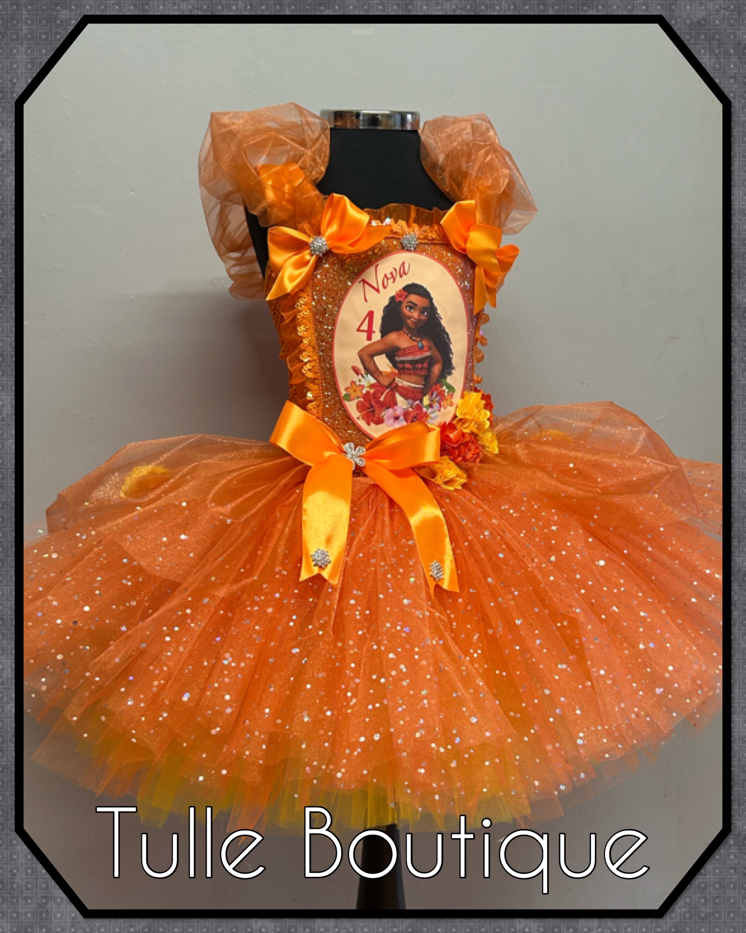 Girls toddlers Moana tutu birthday party dress,ballgown, fancy dress costume