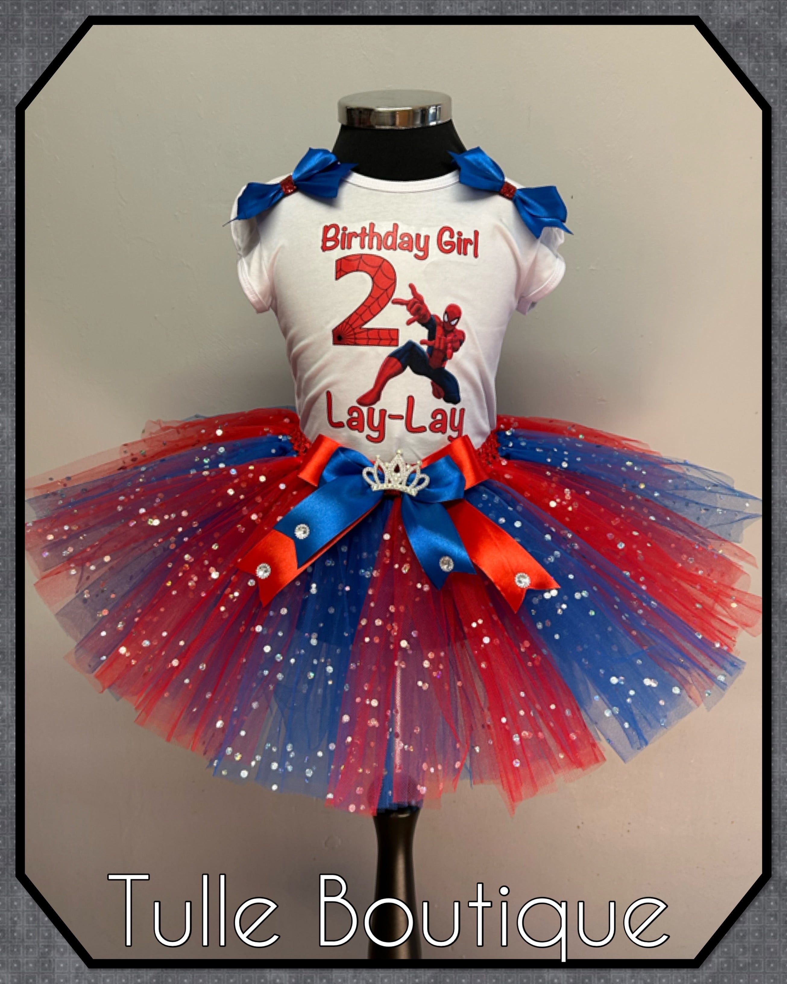 Girls toddlers Spiderman birthday tutu outfit fancy dress costume