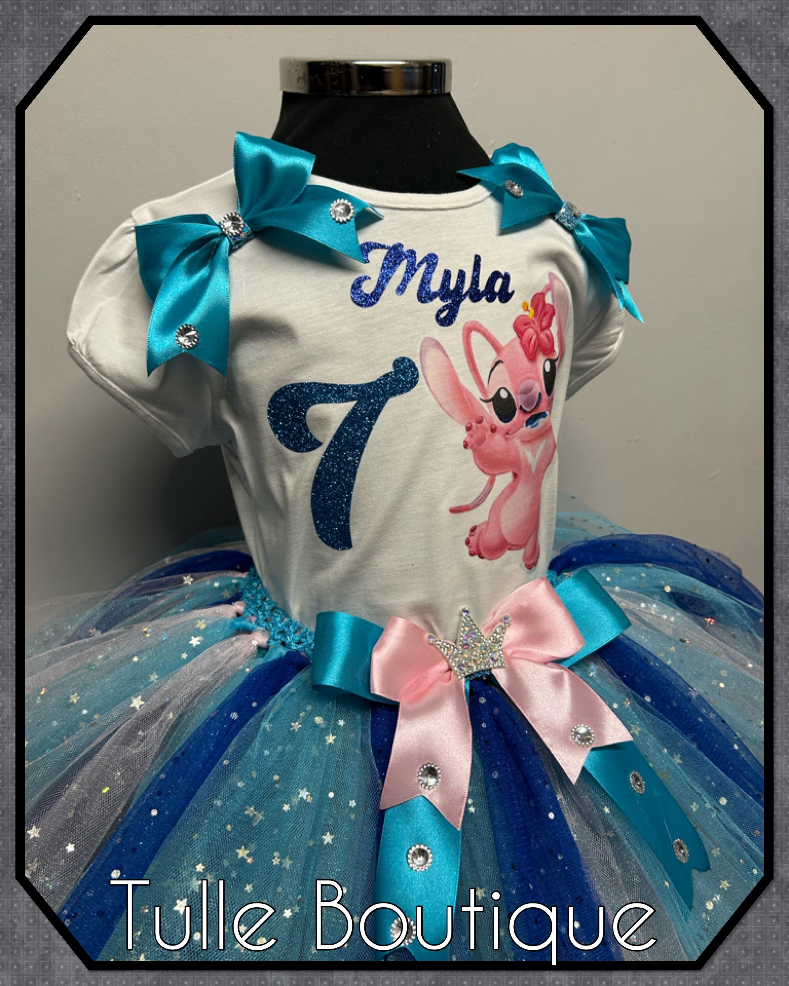 Girls toddlers Angel pink stitch birthday tutu outfit fancy dress costume