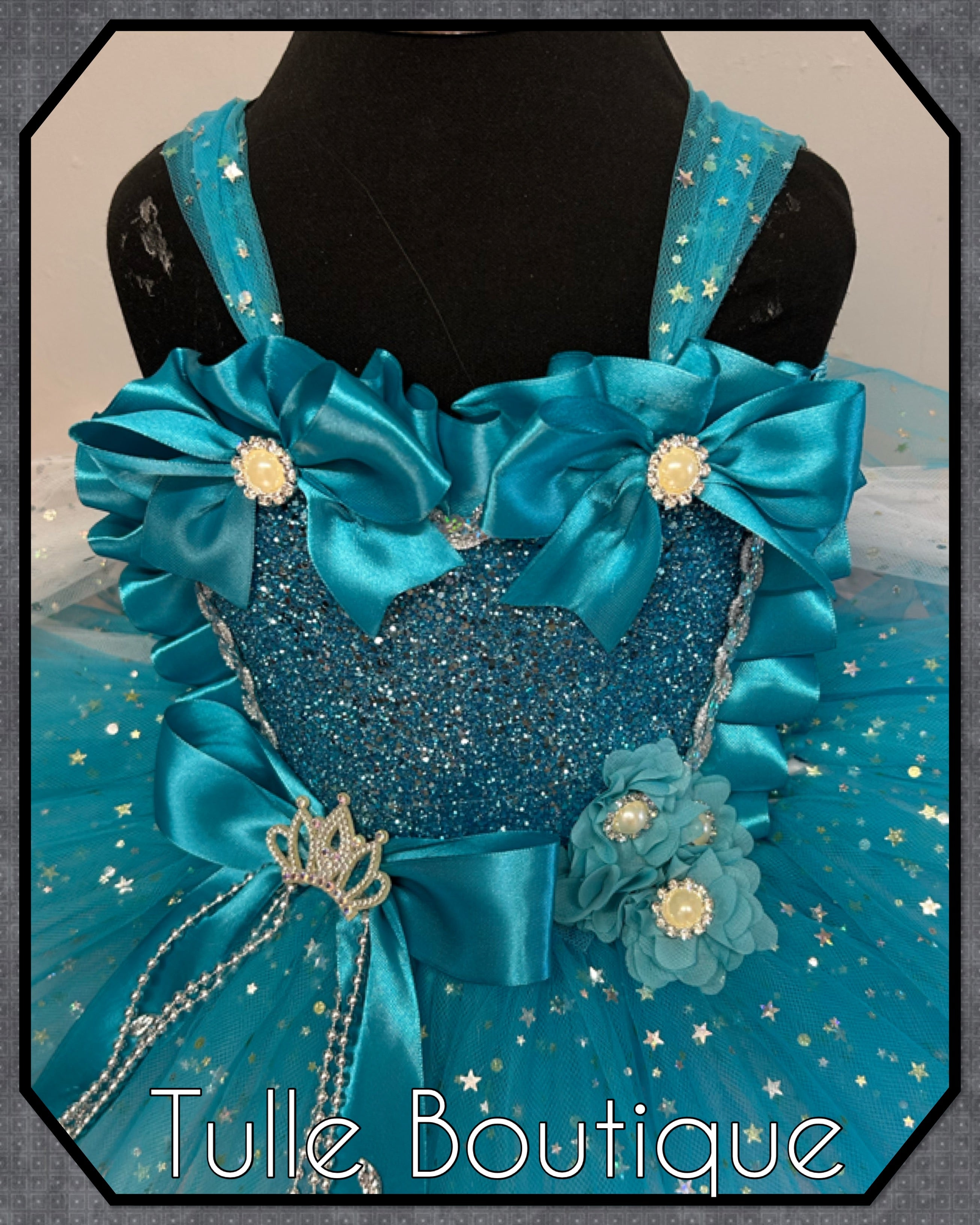 Girls toddlers Turquoise glitter  Princess tutu dress, ballgown,Frozen fancy dress costume