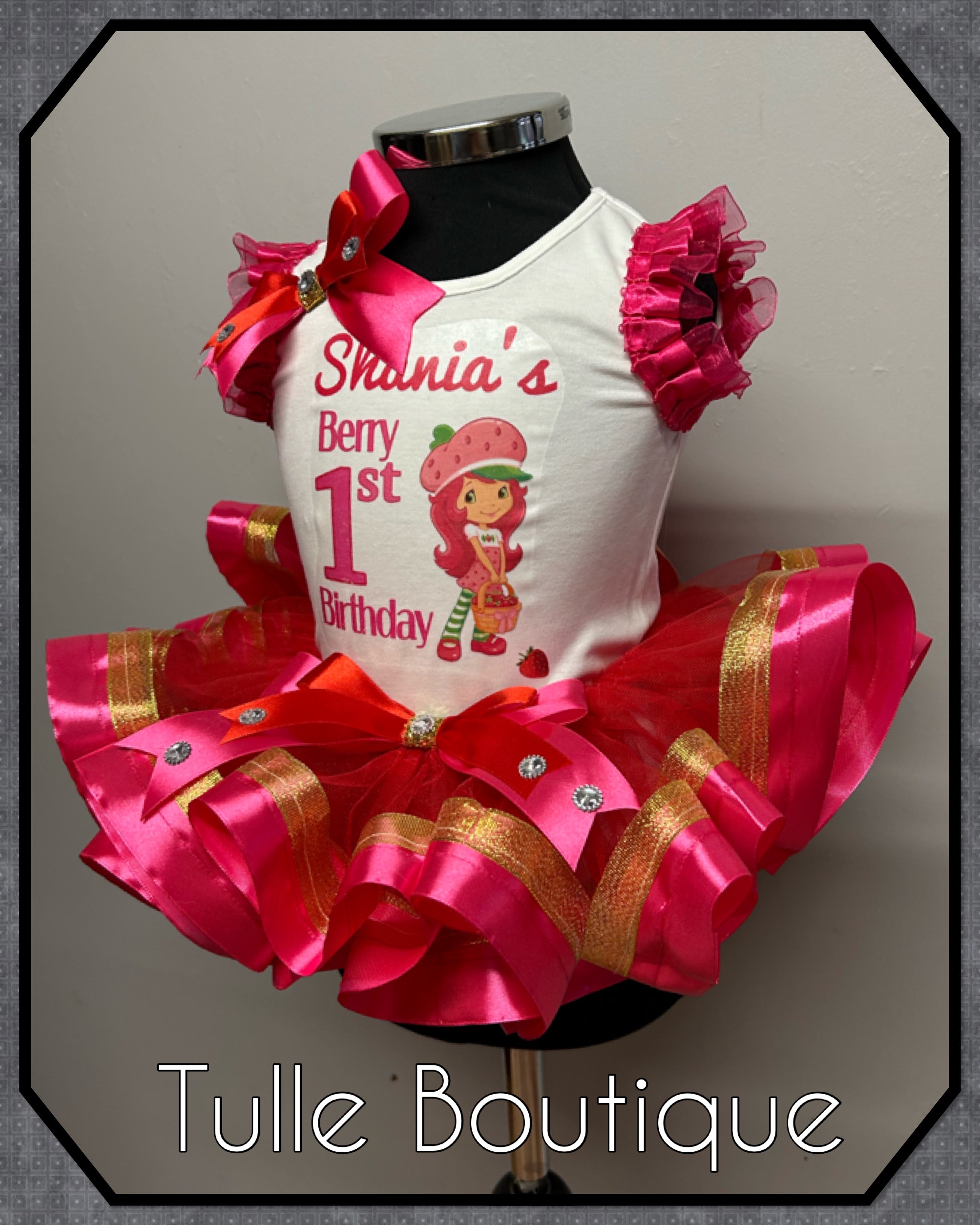 Girls toddlers Strawberry Shortcake 1st birthday tutu outfit fancy dress costume