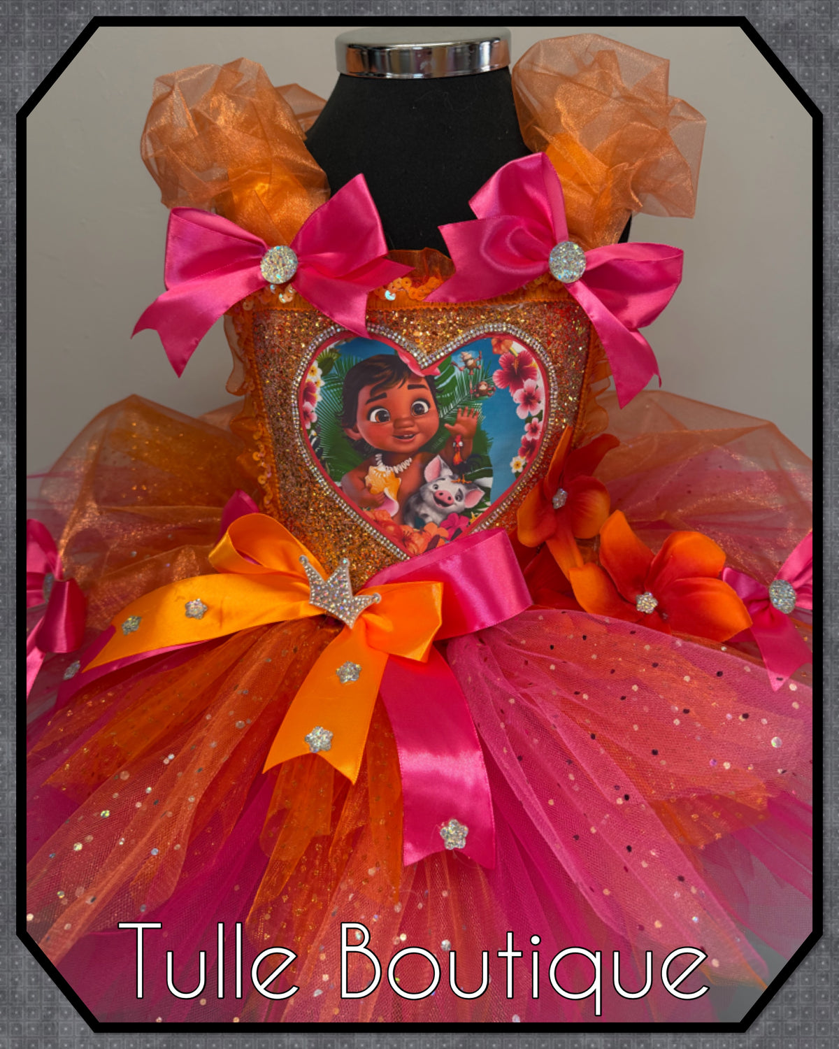 Girls toddlers young baby Moana tutu birthday party dress,ballgown, tropical fancy dress costume