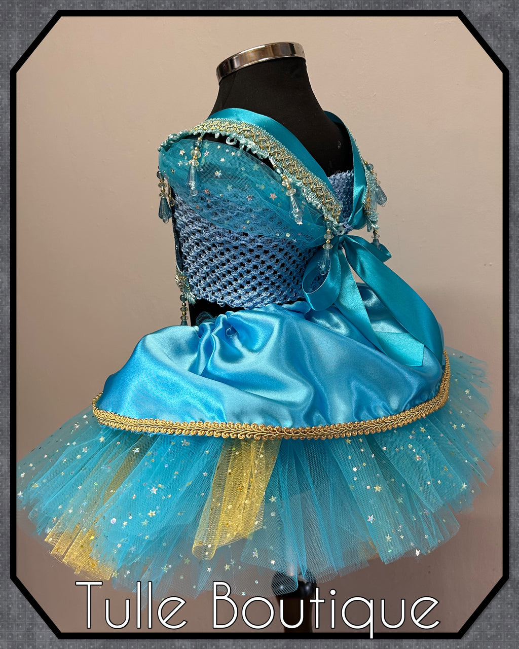 Girls toddlers Princess Jasmine satin tutu dress, Aladdin ballgown, fancy dress costume