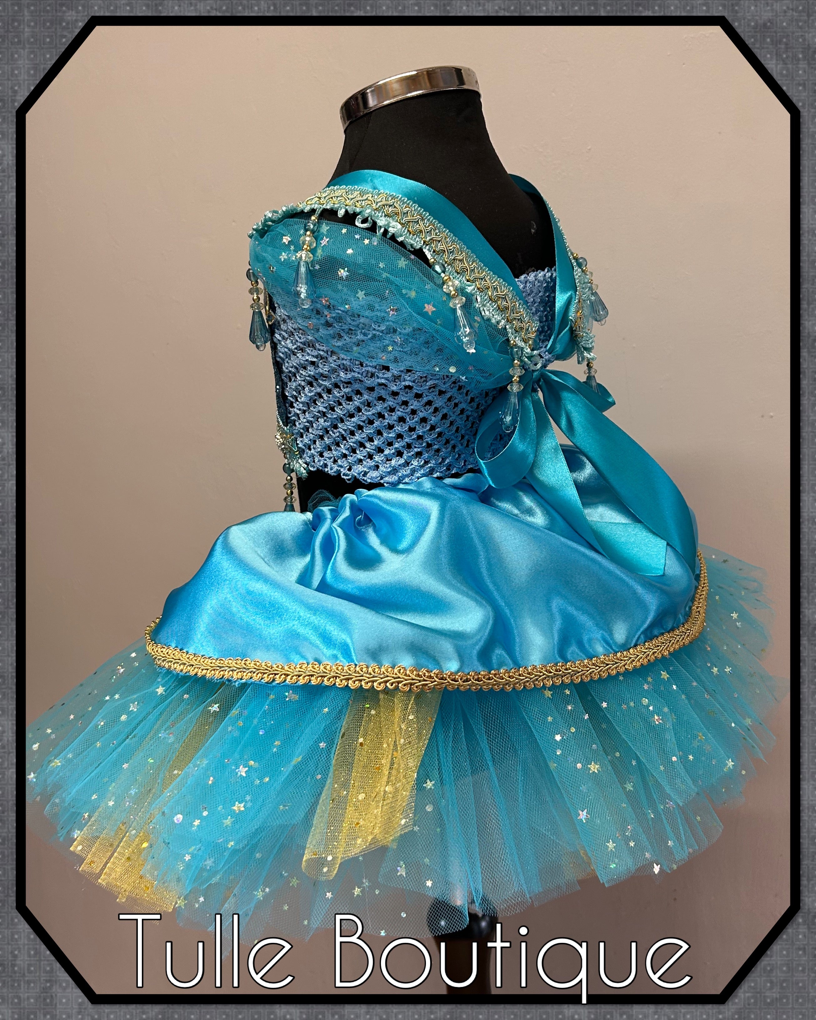 Girls toddlers Princess Jasmine satin tutu dress, Aladdin ballgown, fancy dress costume