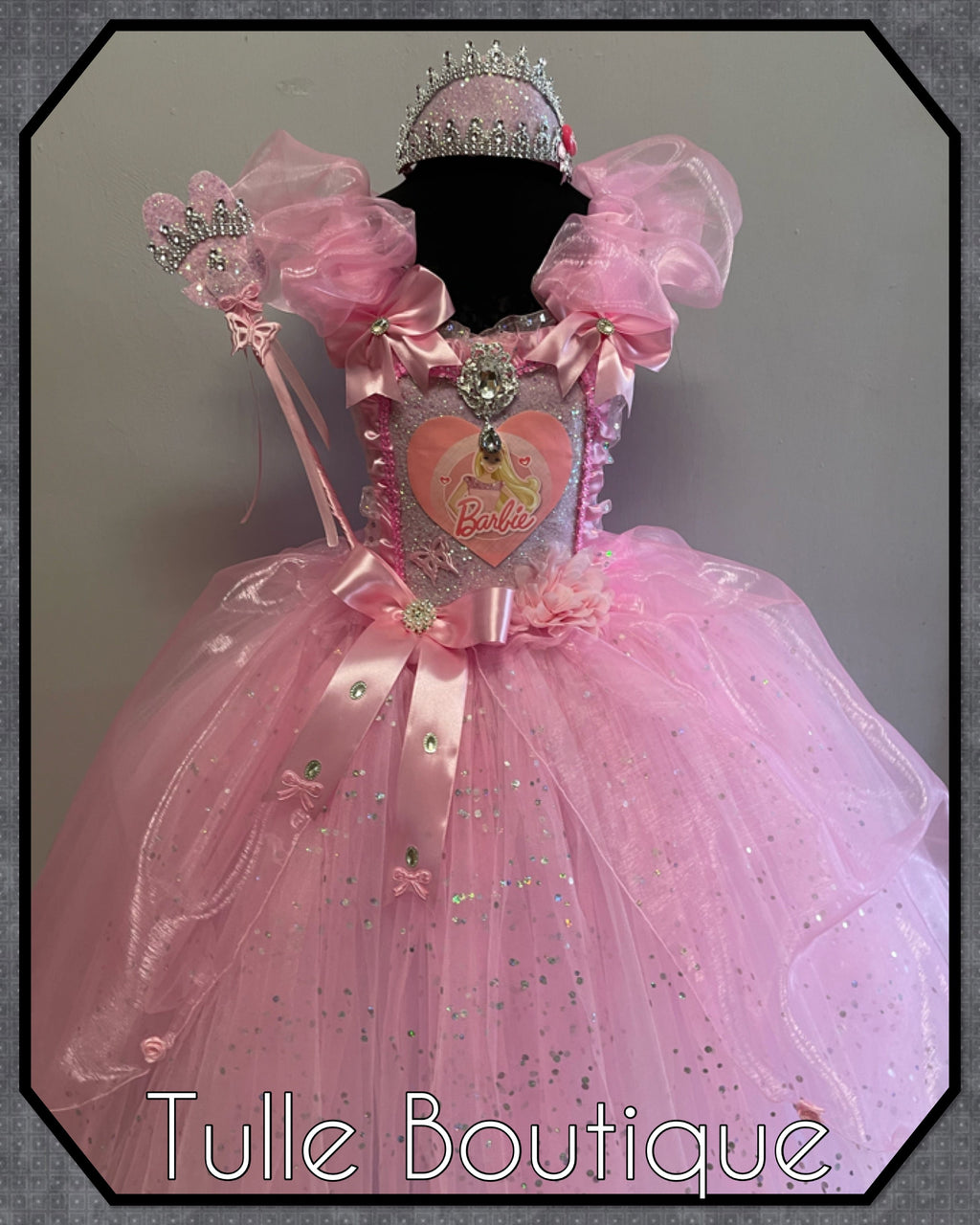 Girls toddlers Princess Barbie organza tutu dress, ballgown, fancy dress costume full length ballgown