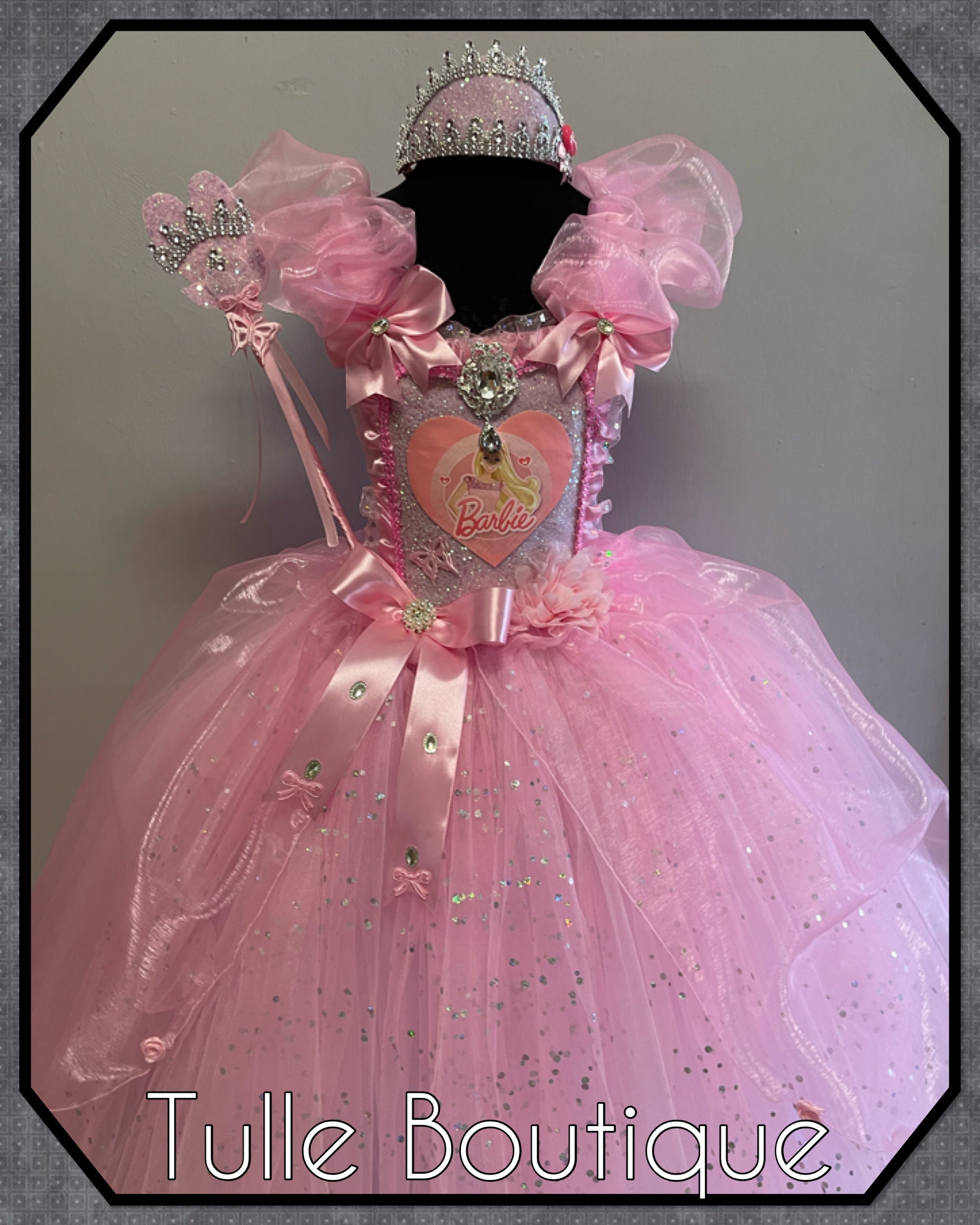 Girls toddlers Princess Barbie organza tutu dress, ballgown, fancy dress costume full length ballgown