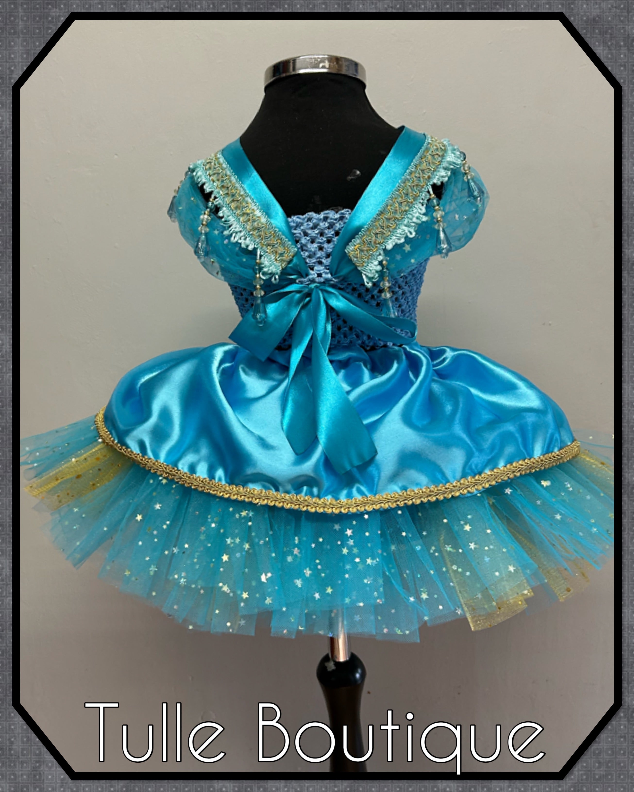 Girls toddlers Princess Jasmine satin tutu dress, Aladdin ballgown, fancy dress costume