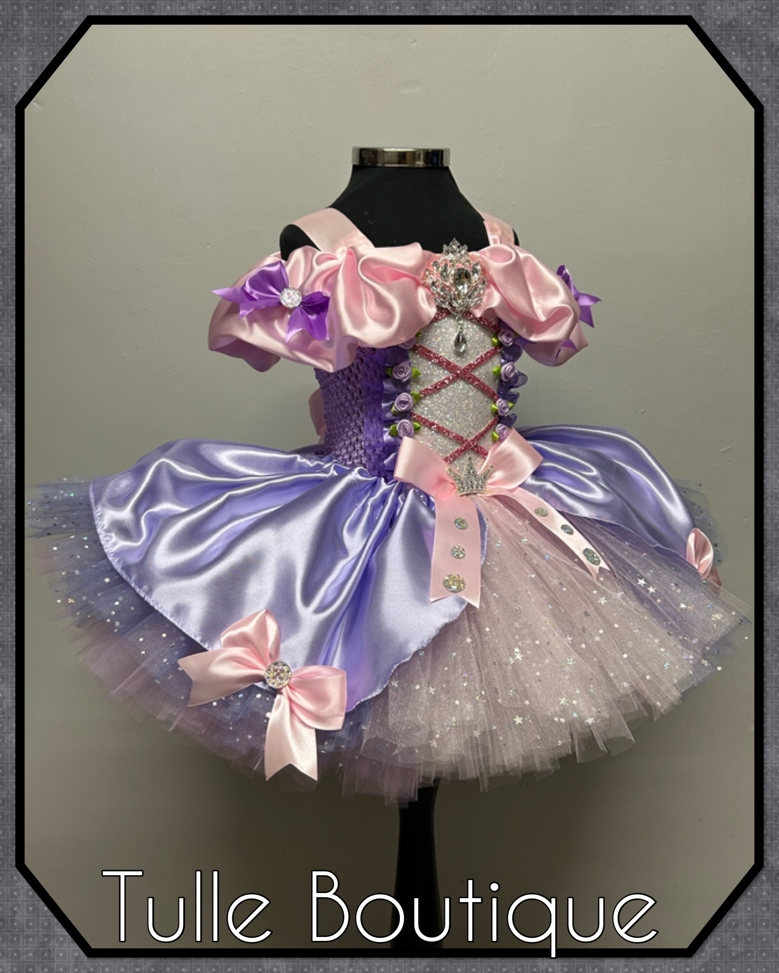 Girls toddlers Rapunzel Pink and lilac Princess tutu dress, birthday ballgown, fancy dress costume