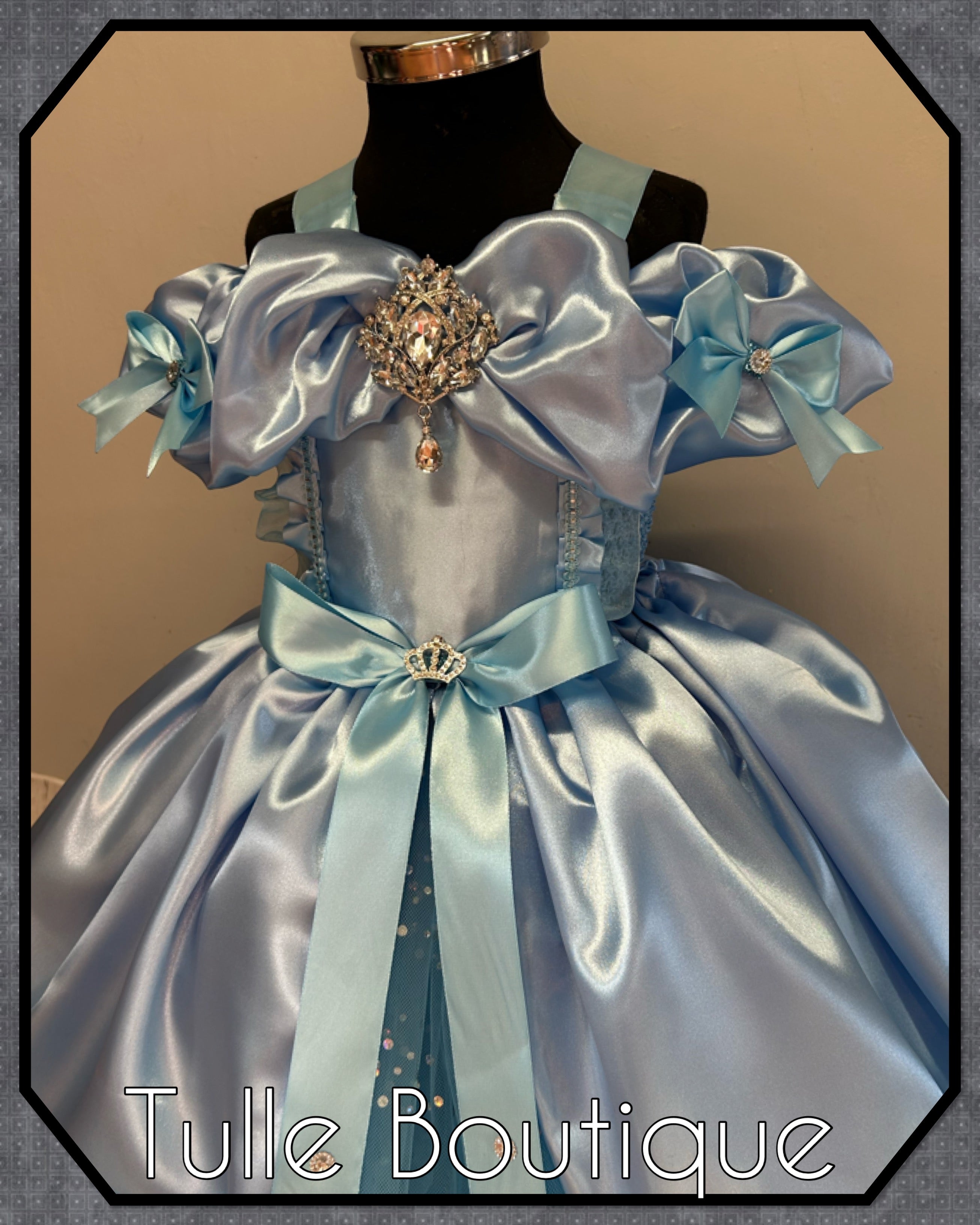 Girls toddlers Princess Cinderella baby blue tutu dress, ballgown, fancy dress costume full length