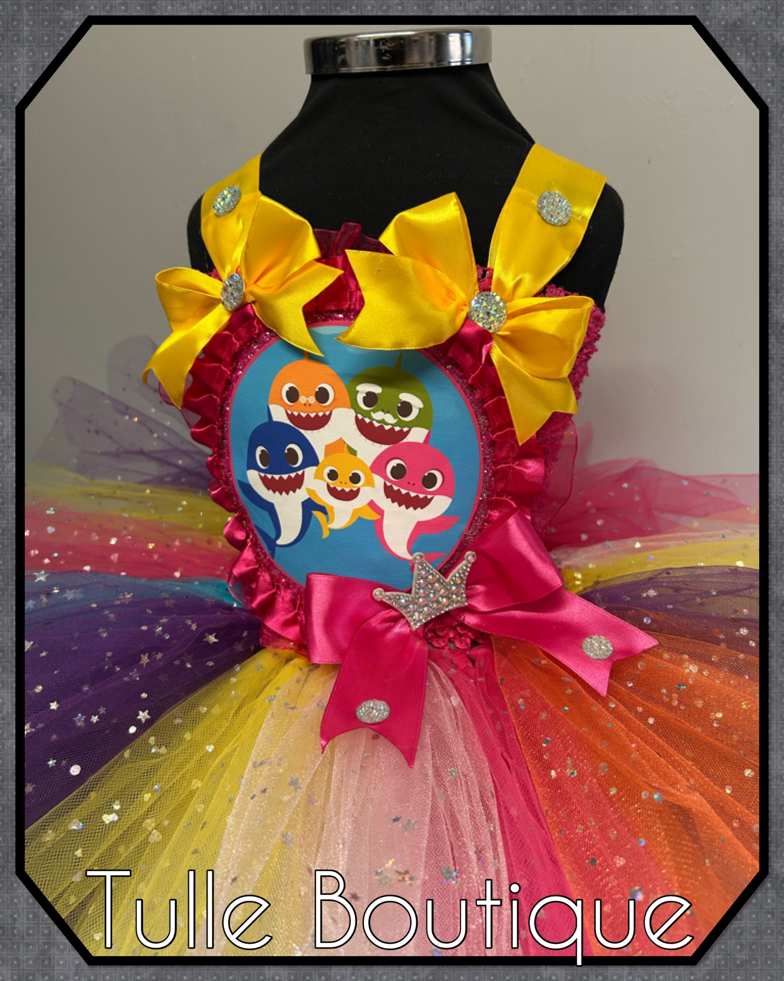 Girls toddlers Princess Baby Shark sparkle tutu dress, ballgown,fancy dress costume