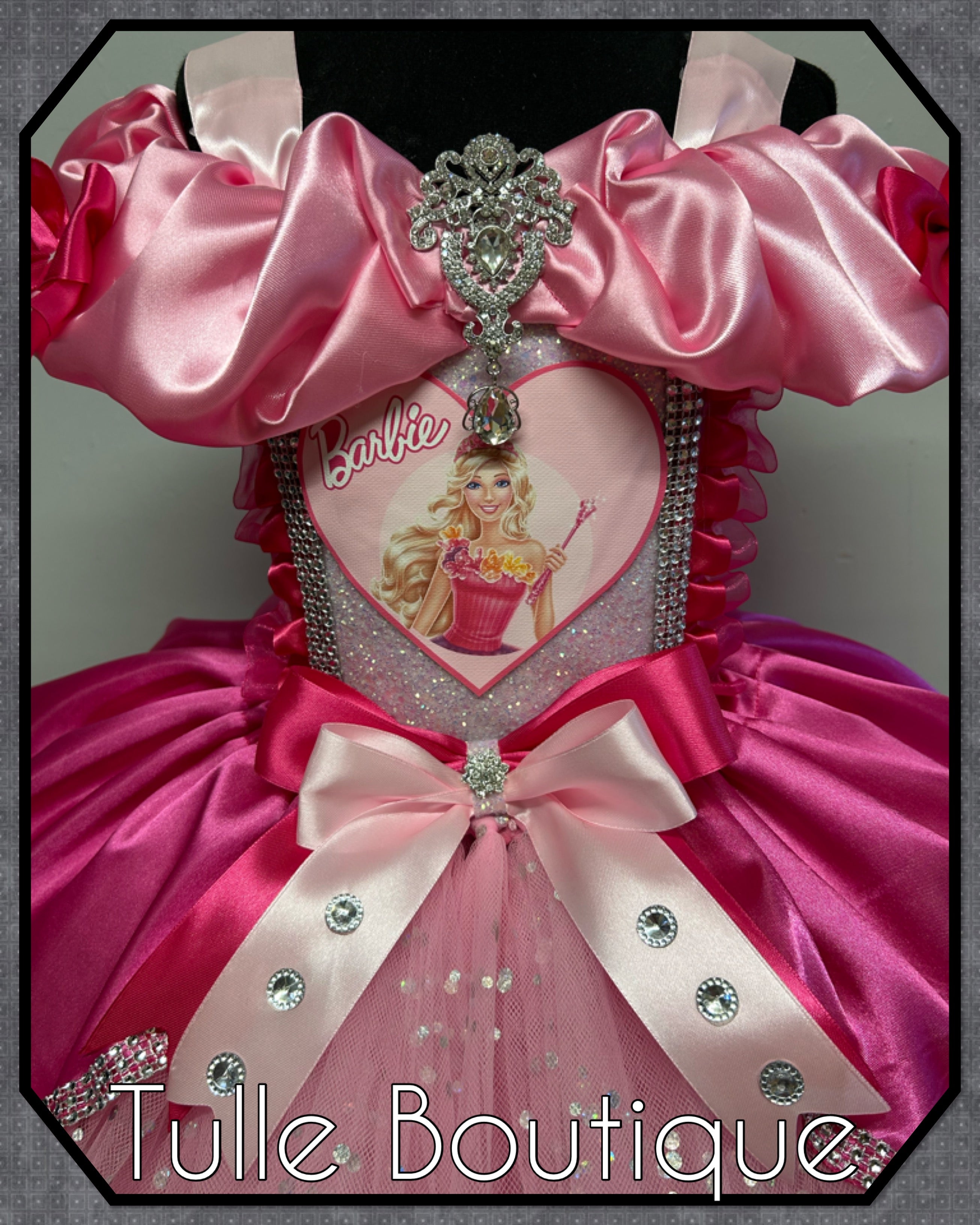 Girls toddlers Barbie Mix Pink Princess tutu dress, birthday ballgown, fancy dress costume
