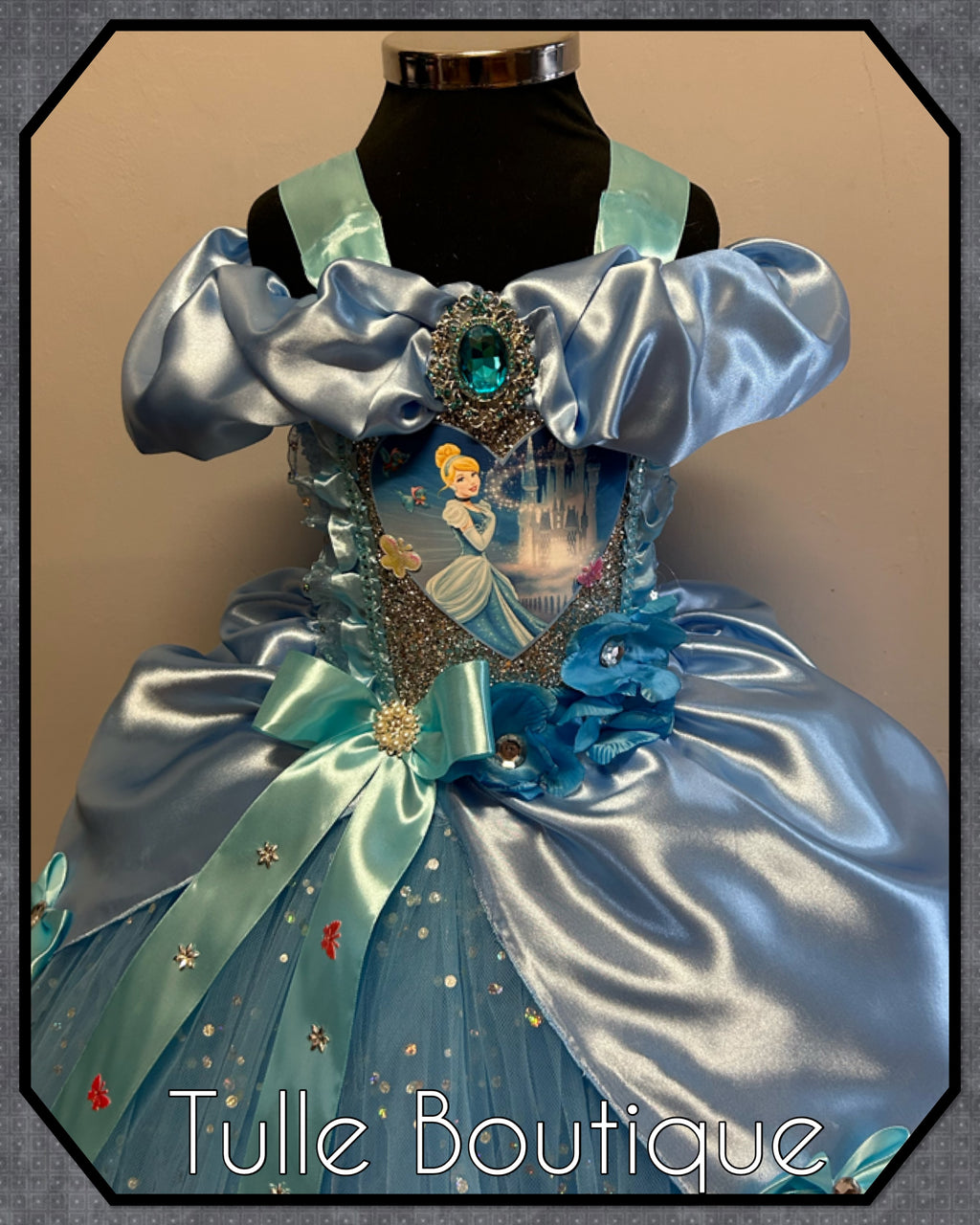 Girls toddlers Princess Cinderella baby blue tutu dress, ballgown, fancy dress costume full length