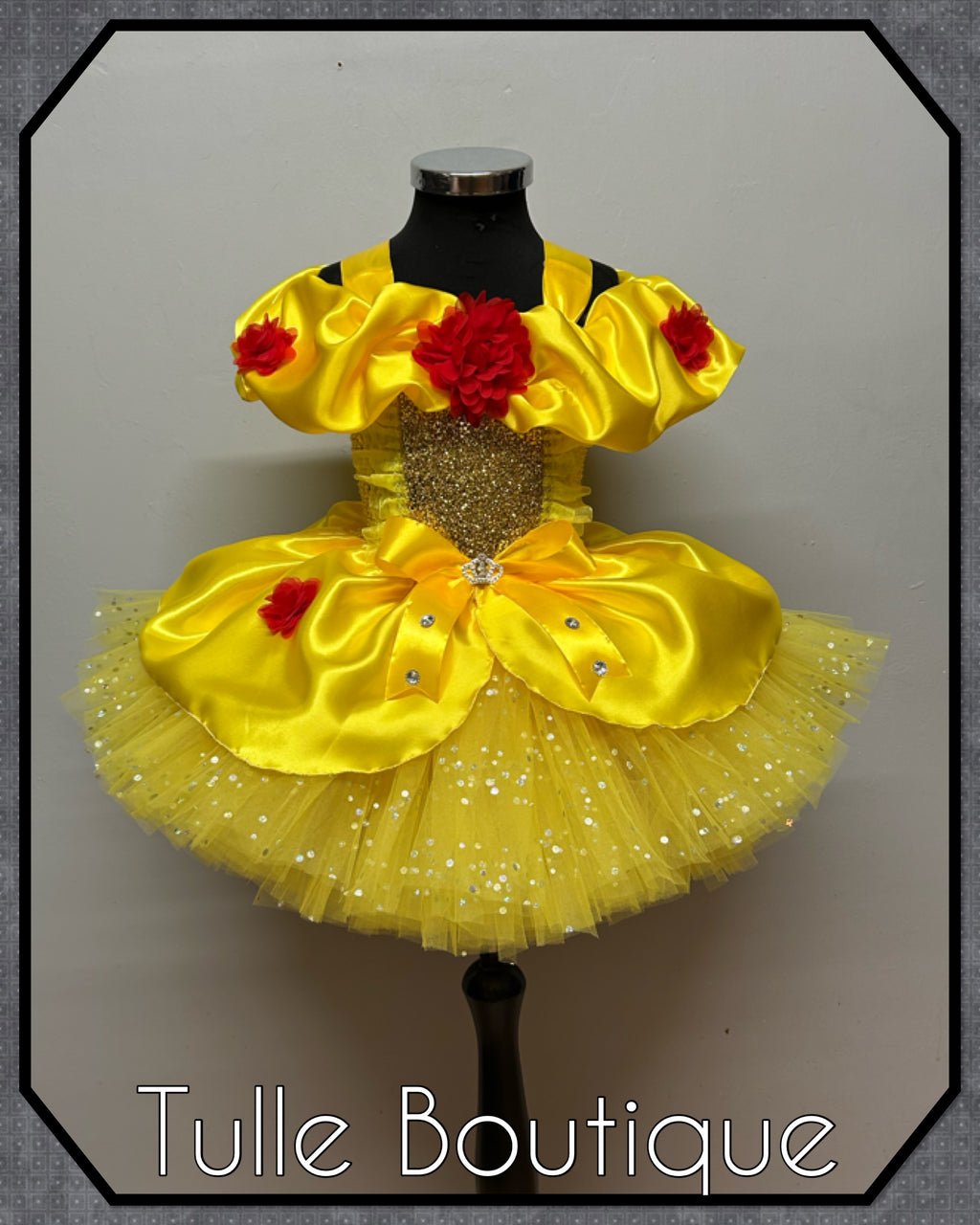Girls toddlers Princess Belle tutu dress, beauty and the beast ballgown, fancy dress costume