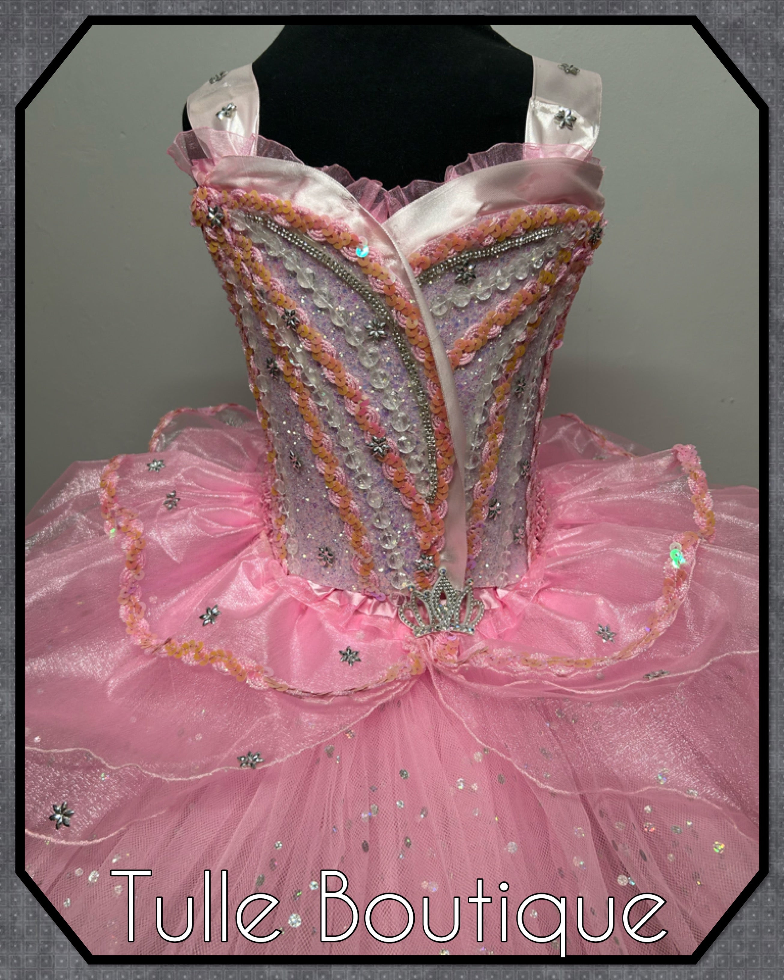 Girls toddlers Glinda Wicked Princess pink tutu dress, birthday ballgown, Good witch fancy dress costume