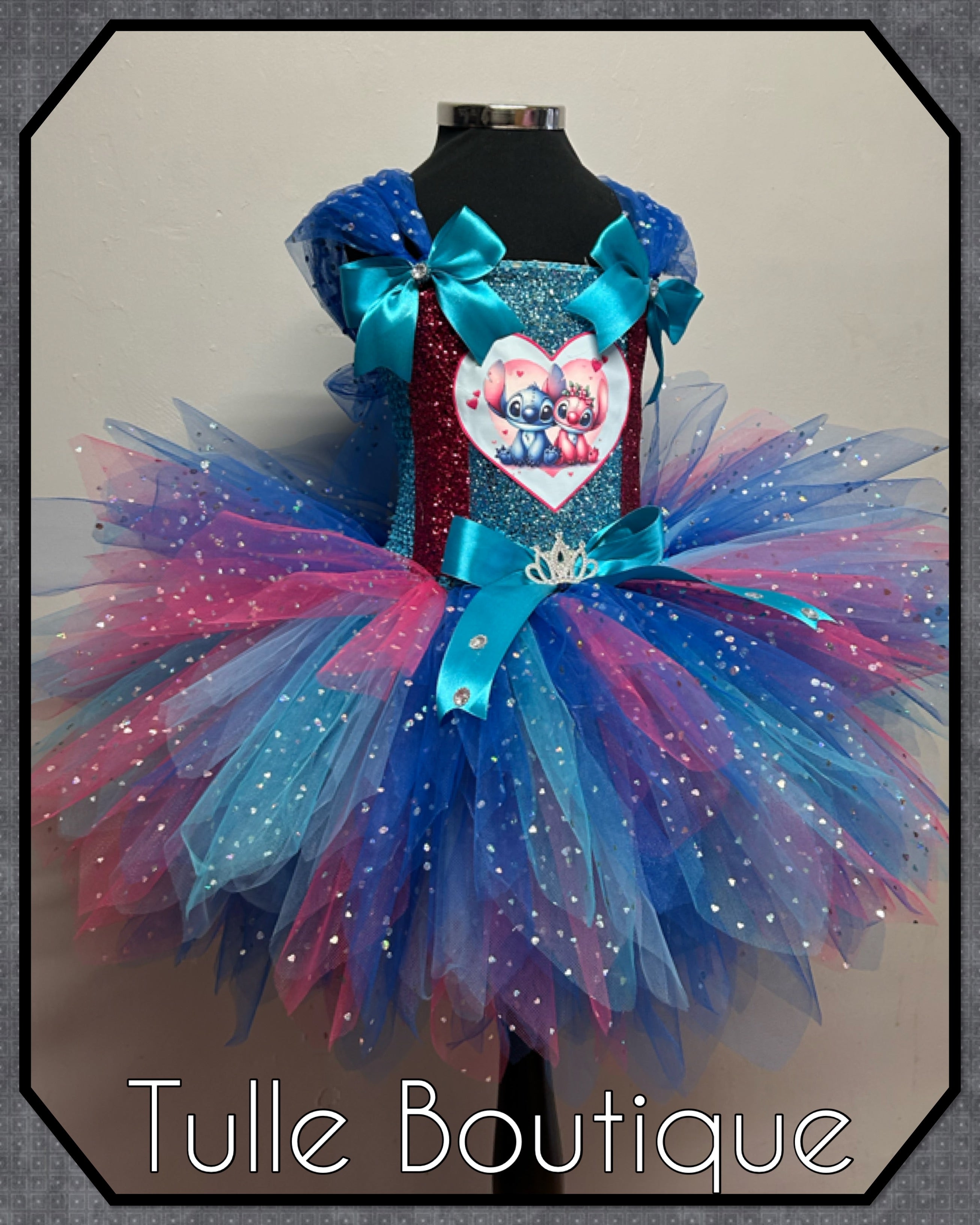 Girls toddlers Stitch and Angel tutu dress, ballgown, fancy dress costume