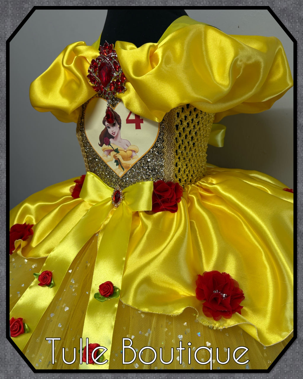 Girls toddlers Princess Belle tutu dress, beauty and the beast ballgown, fancy dress costume