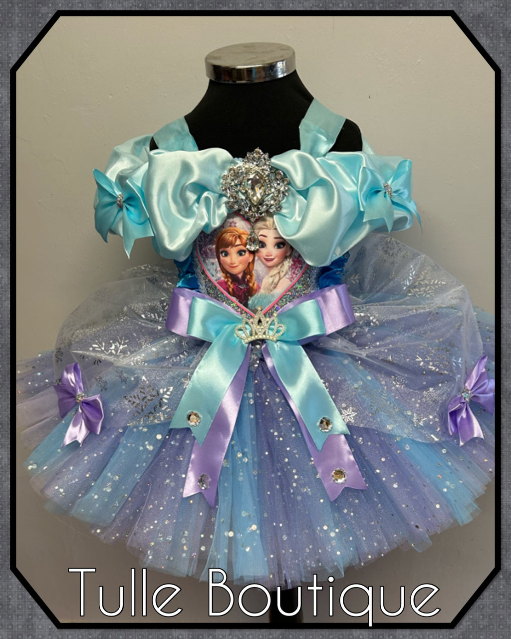 Girls toddlers Frozen Elsa and Anna tutu dress, blue and lilac ballgown, fancy dress costume