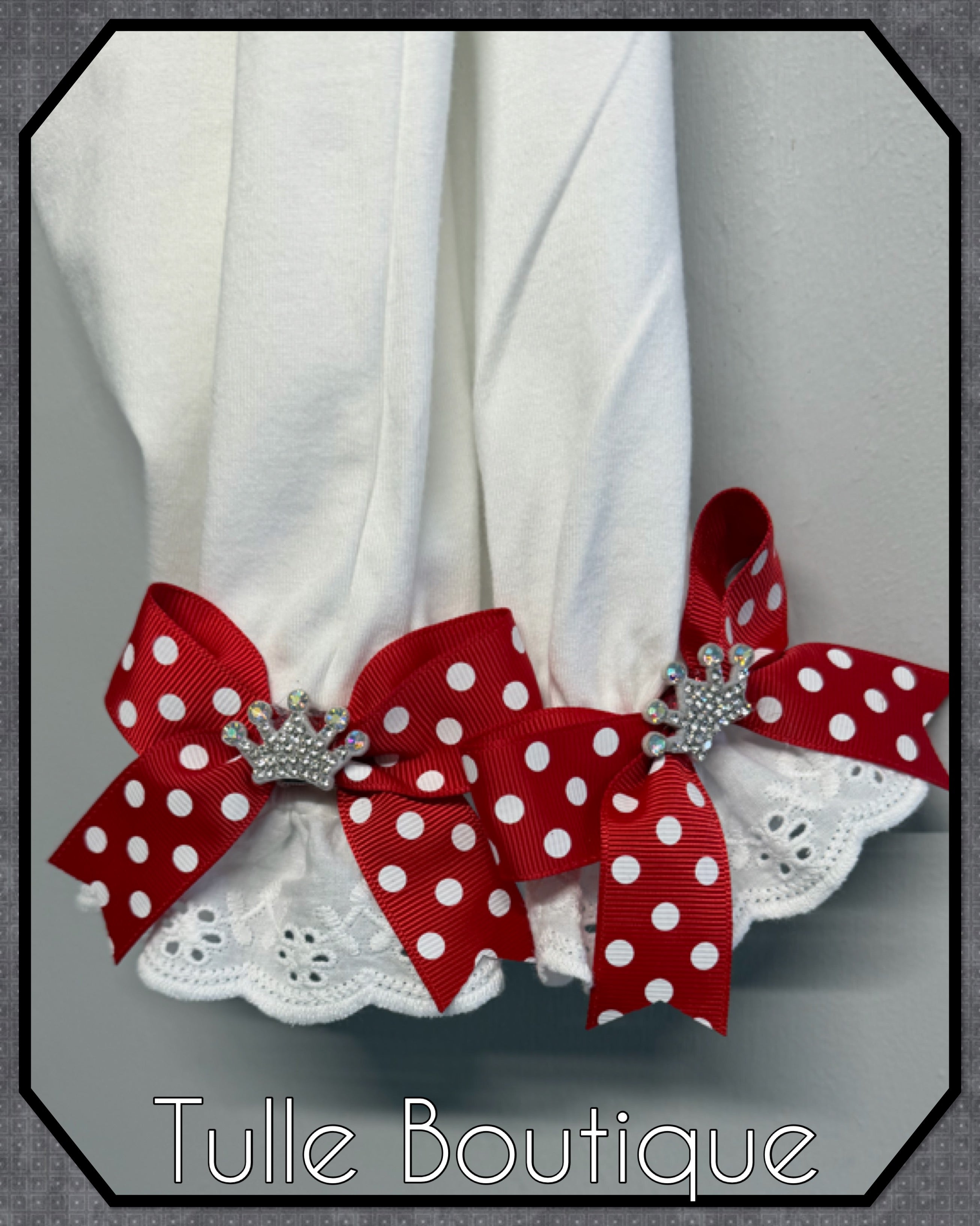 Girls toddlers Minnie Mouse Red spot bow when I wake up birthday personalised pjs