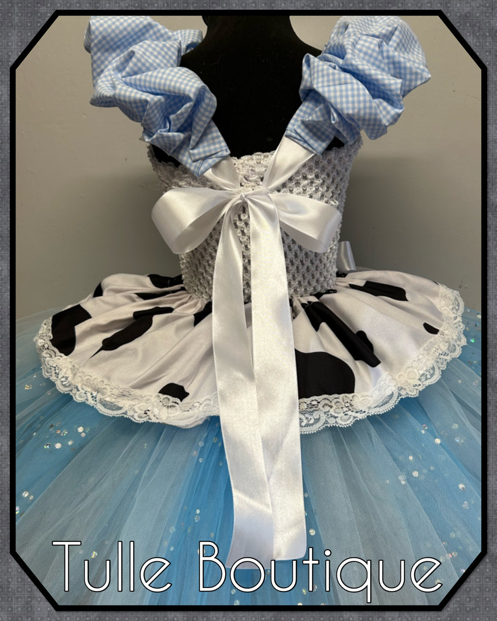 Girls toddlers baby blue and white cowgirl tutu dress, ballgown, fancy dress costume