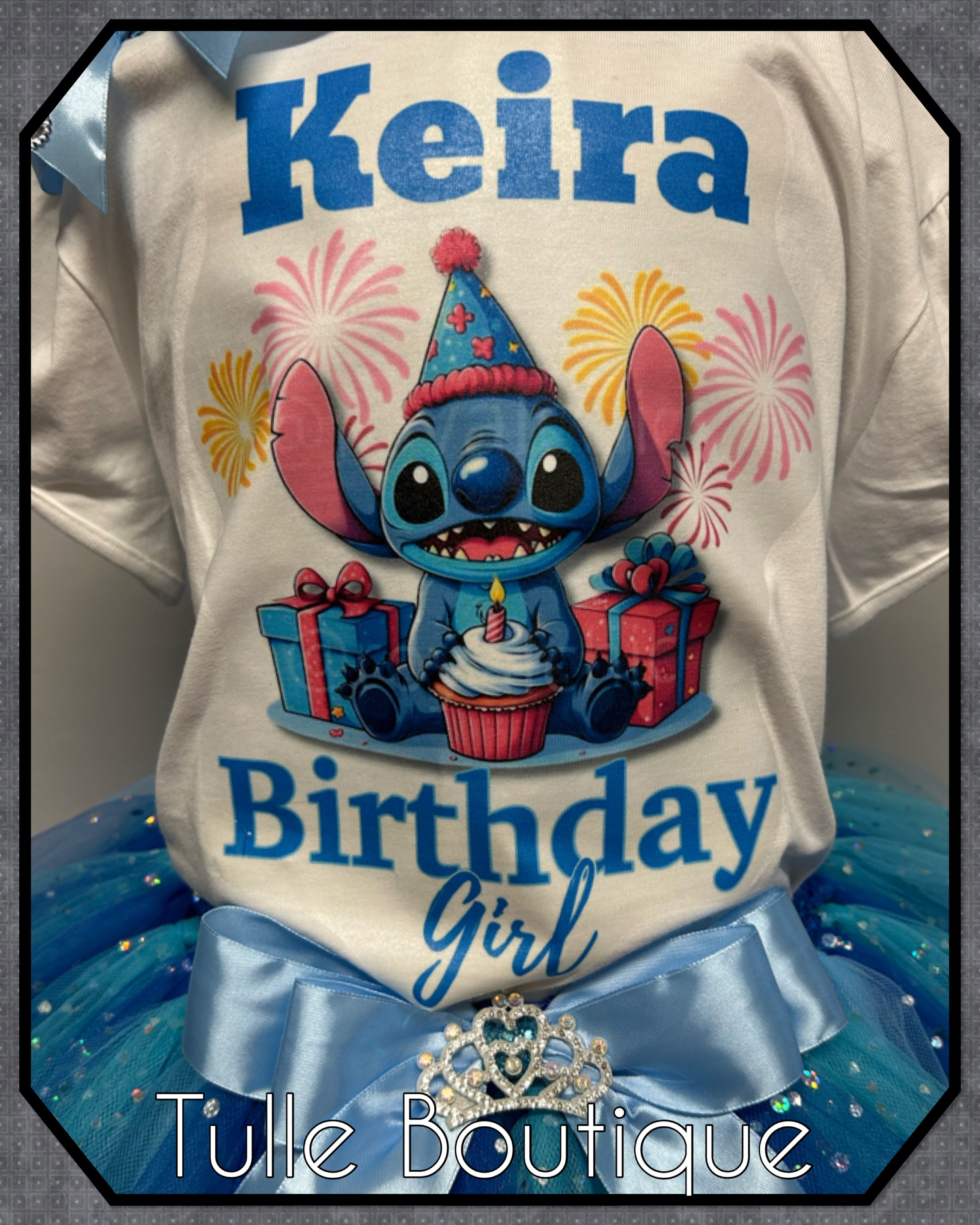 Girls toddlers Stitch birthday tutu outfit fancy dress costume