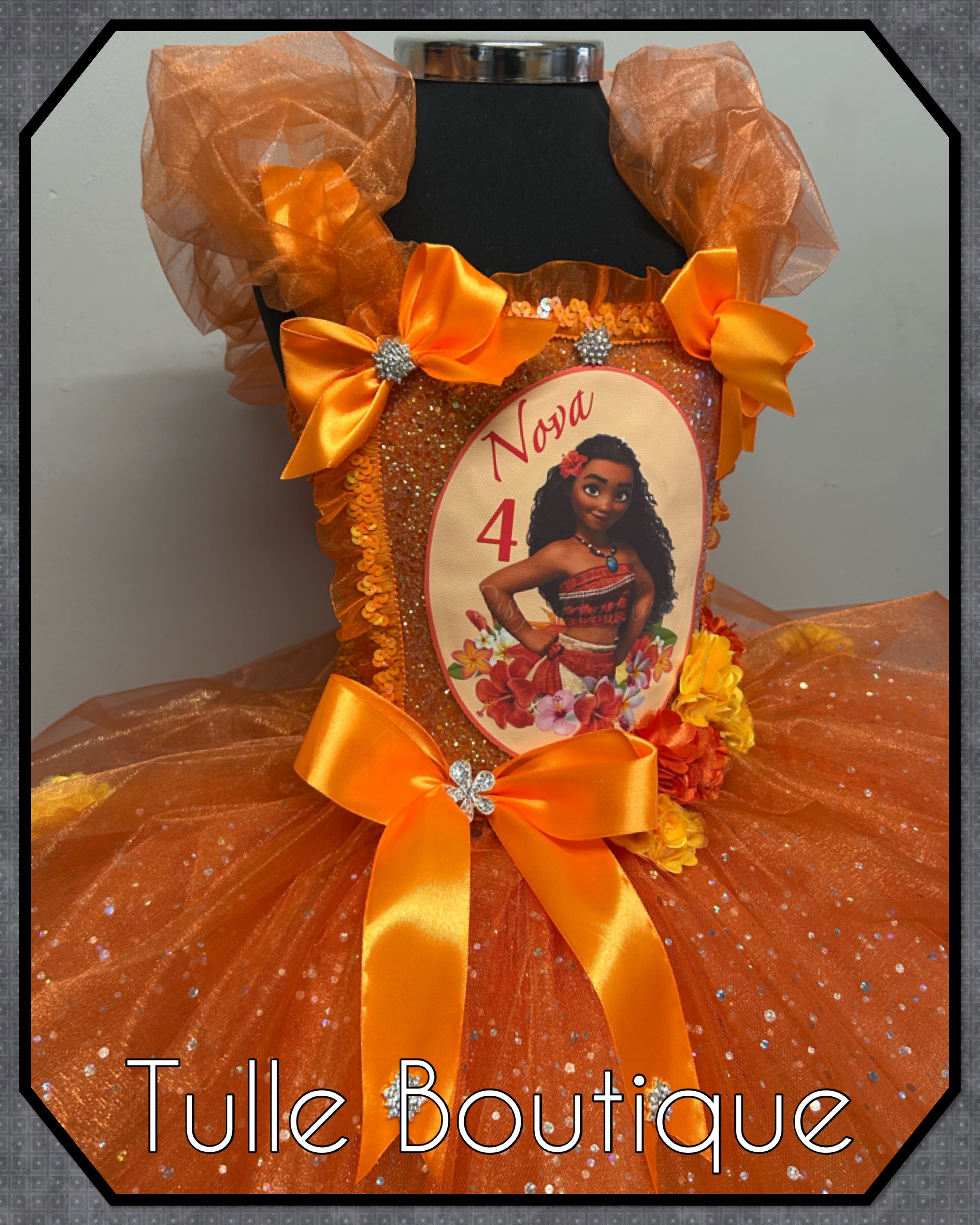 Girls toddlers Moana tutu birthday party dress,ballgown, fancy dress costume