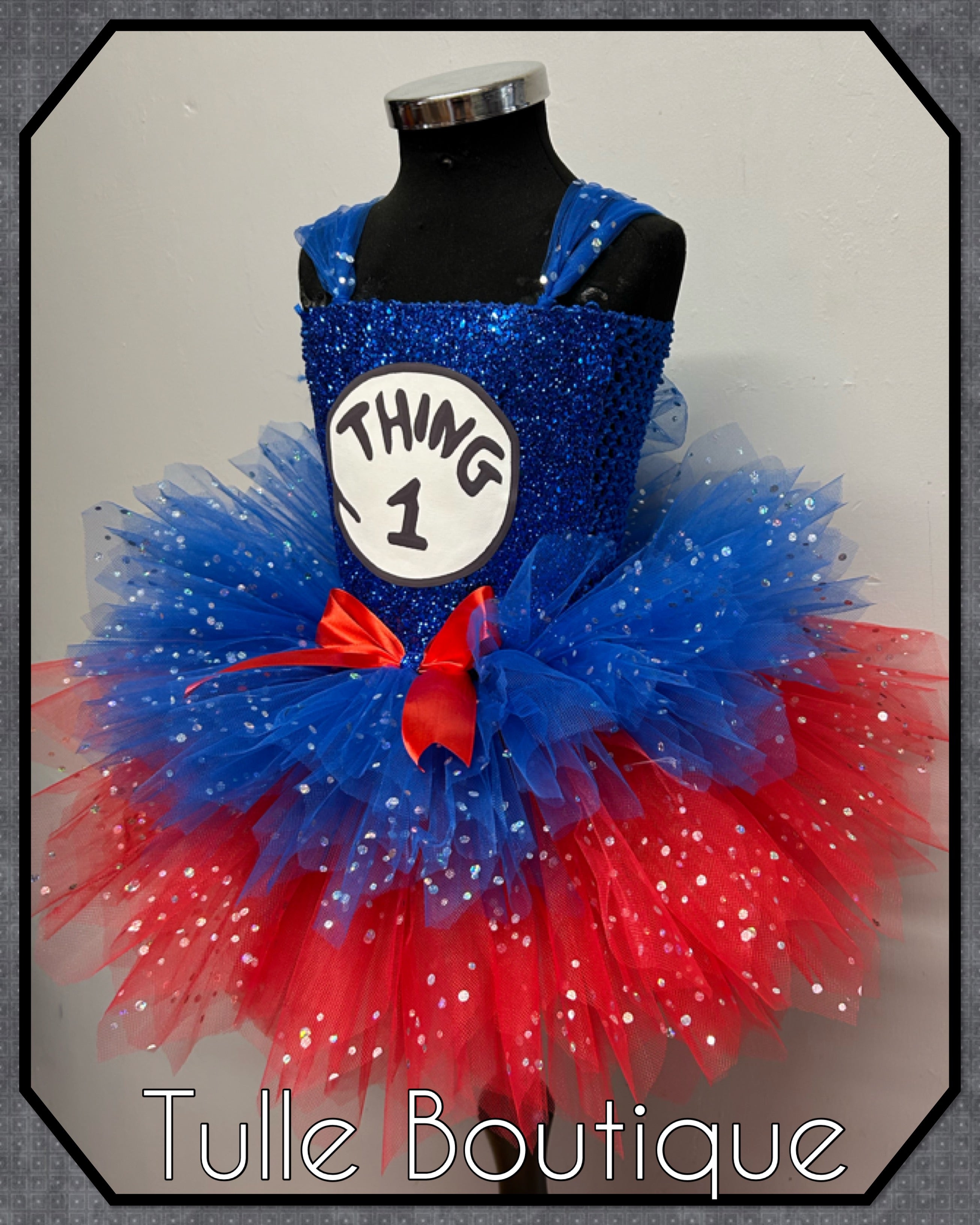 Girls toddlers Thing One tutu dress, ballgown, fancy dress costume