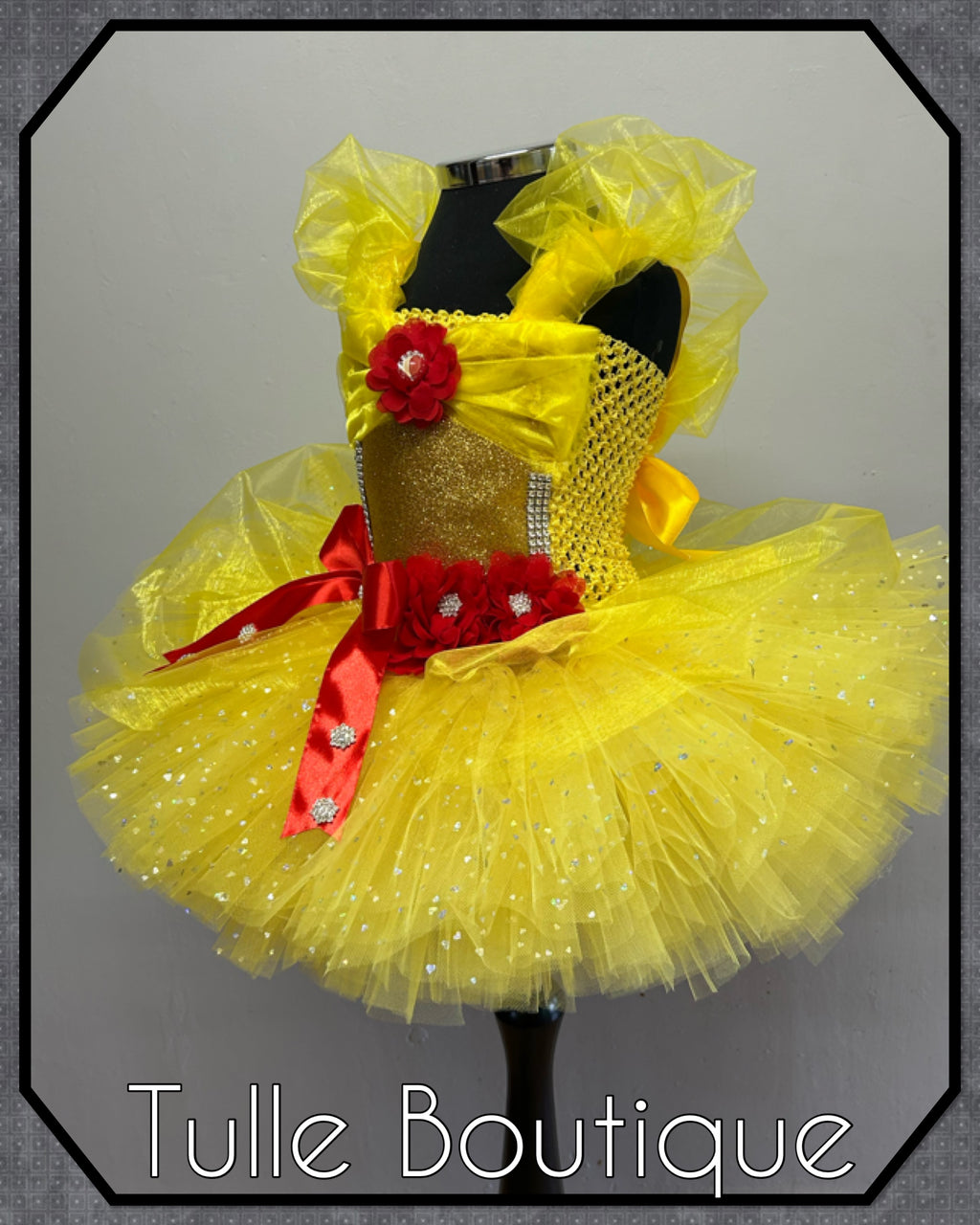 Girls toddlers Princess Belle tutu dress, beauty and the beast ballgown, fancy dress costume
