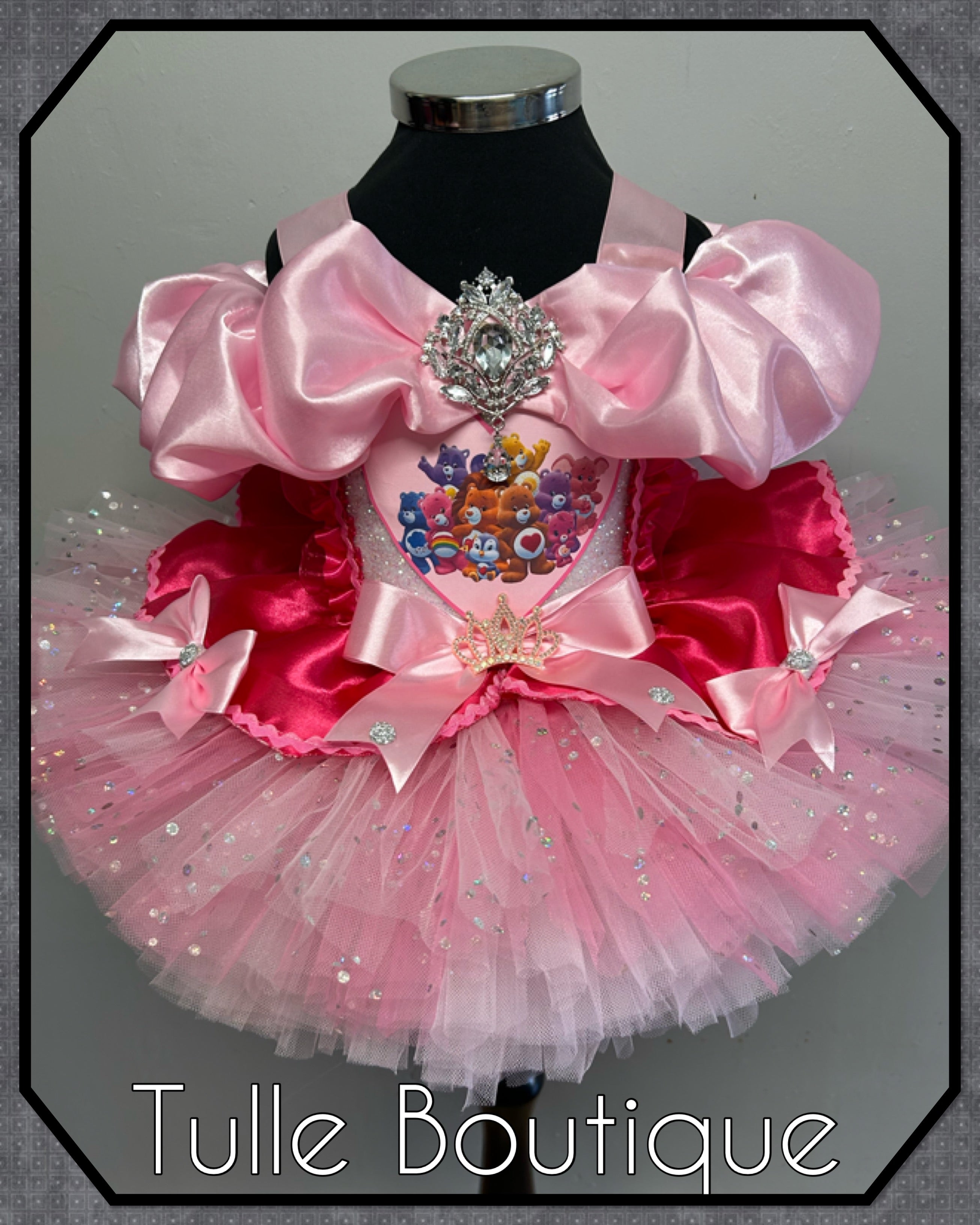 Girls toddlers Care Bears Princess pink tutu dress, sleeping beauty ballgown, fancy dress costume