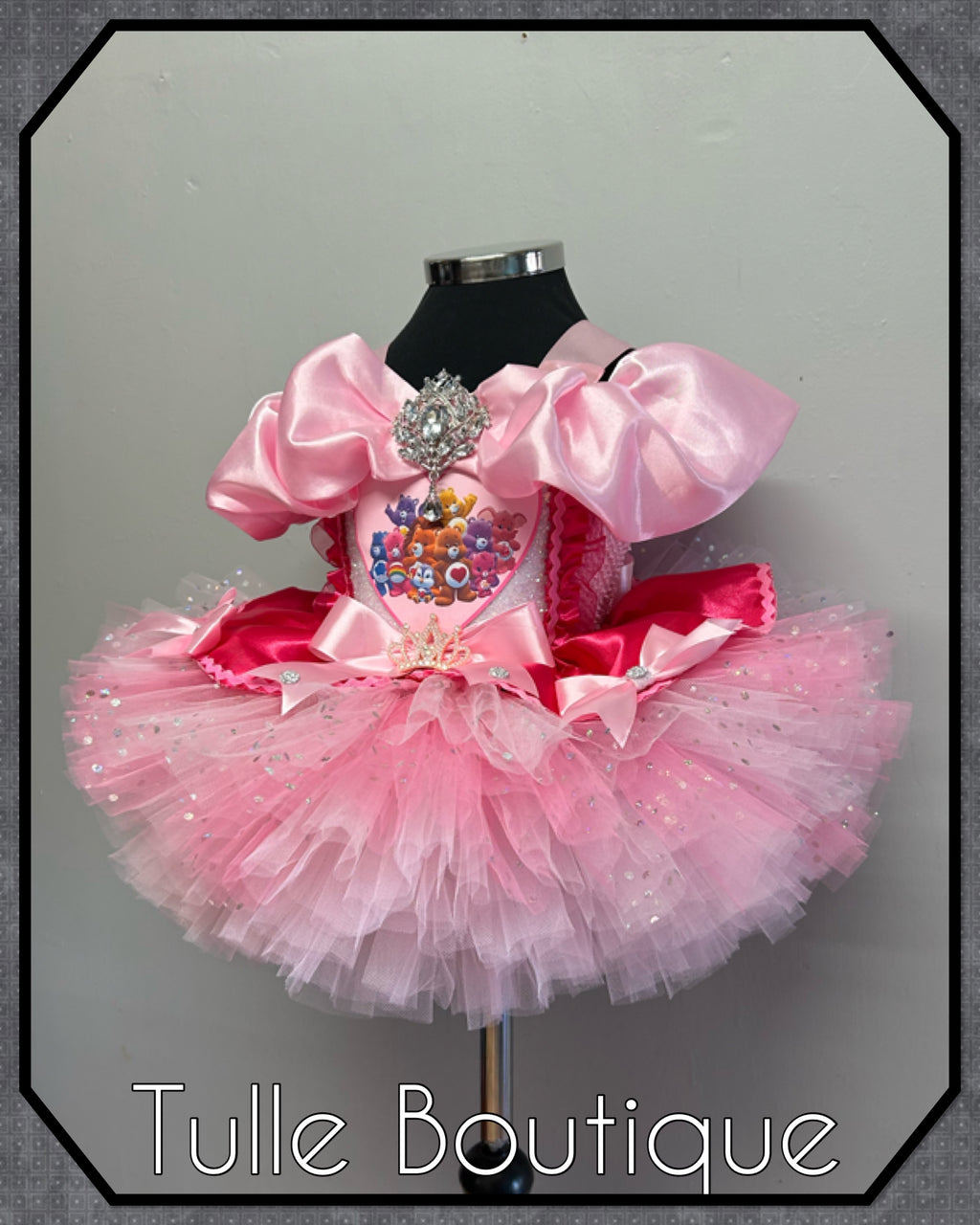 Girls toddlers Care Bears Princess pink tutu dress, sleeping beauty ballgown, fancy dress costume