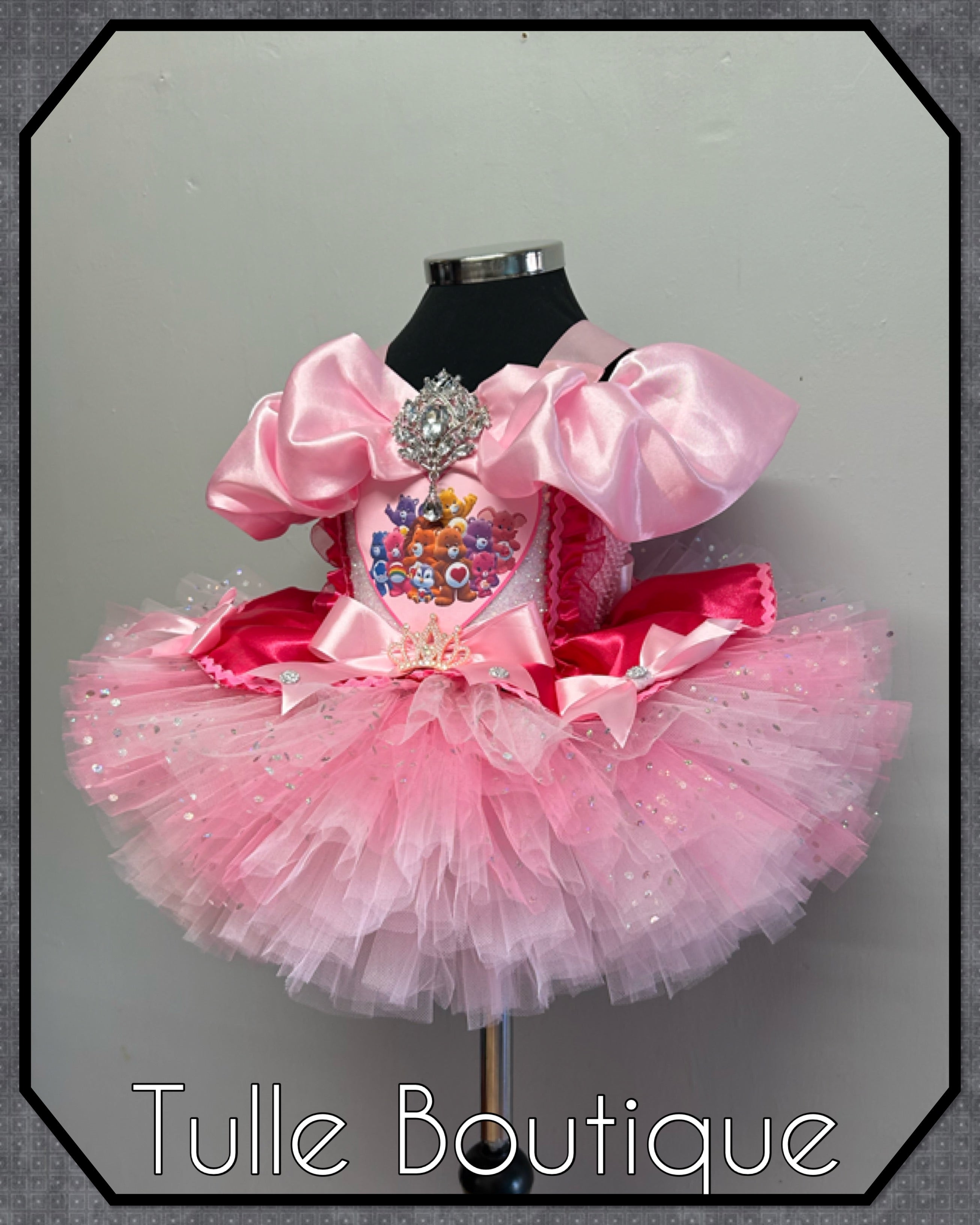 Girls toddlers Care Bears Princess pink tutu dress, sleeping beauty ballgown, fancy dress costume