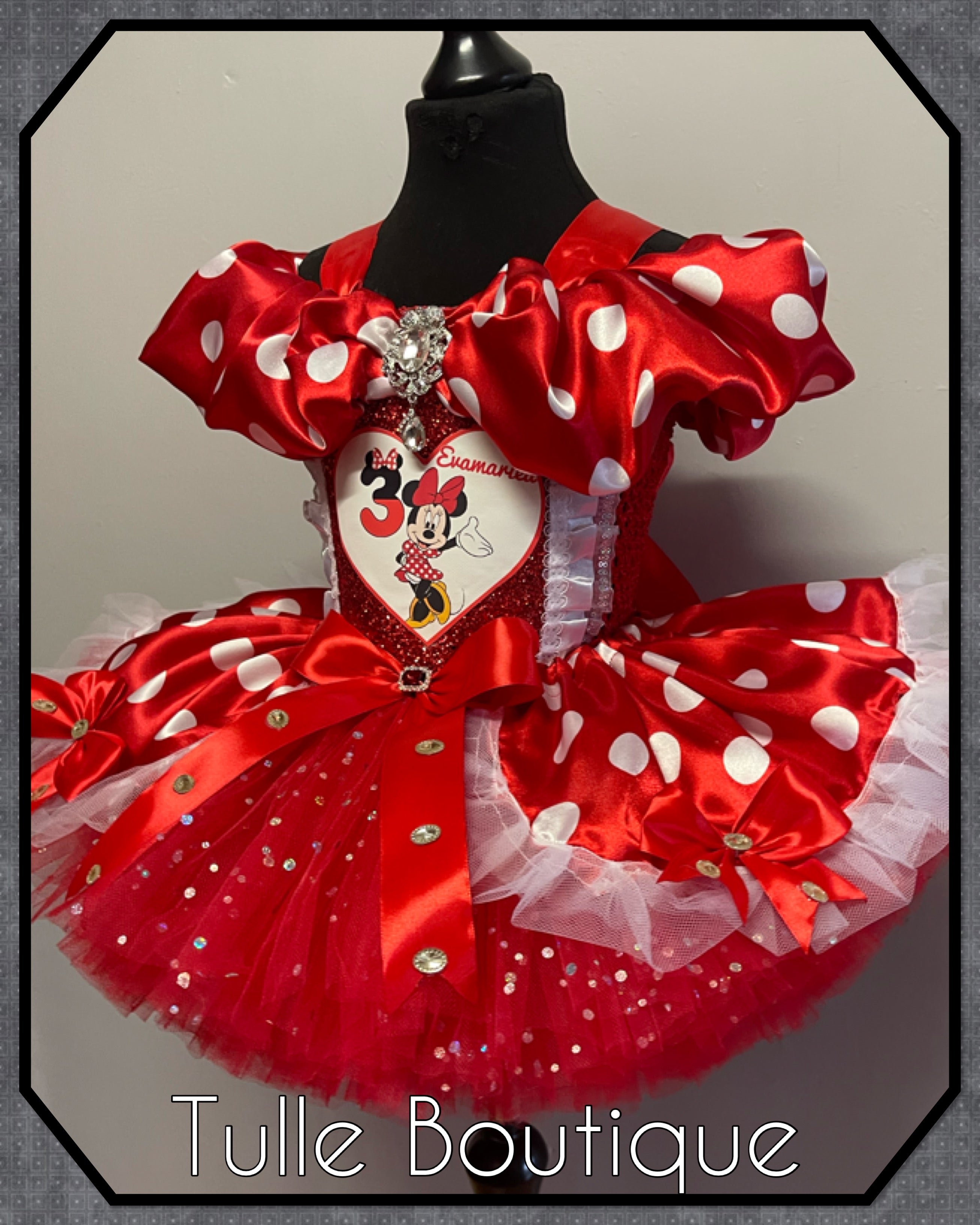 Girls toddlers Minnie Mouse Red tutu birthday party dress,ballgown, fancy dress costume