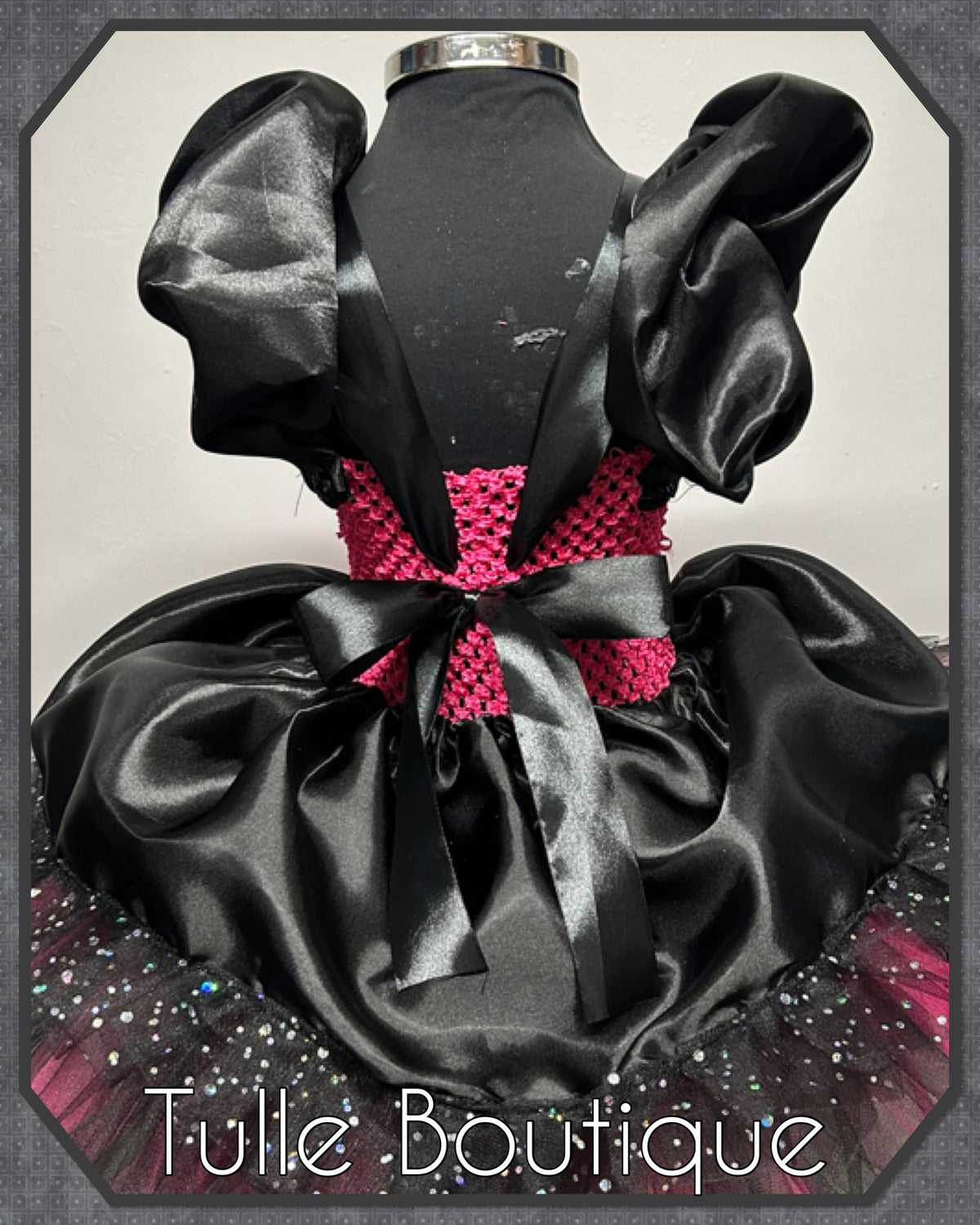 Girls toddlers hotpink and black witch tutu birthday party dress,ballgown, fancy dress costume
