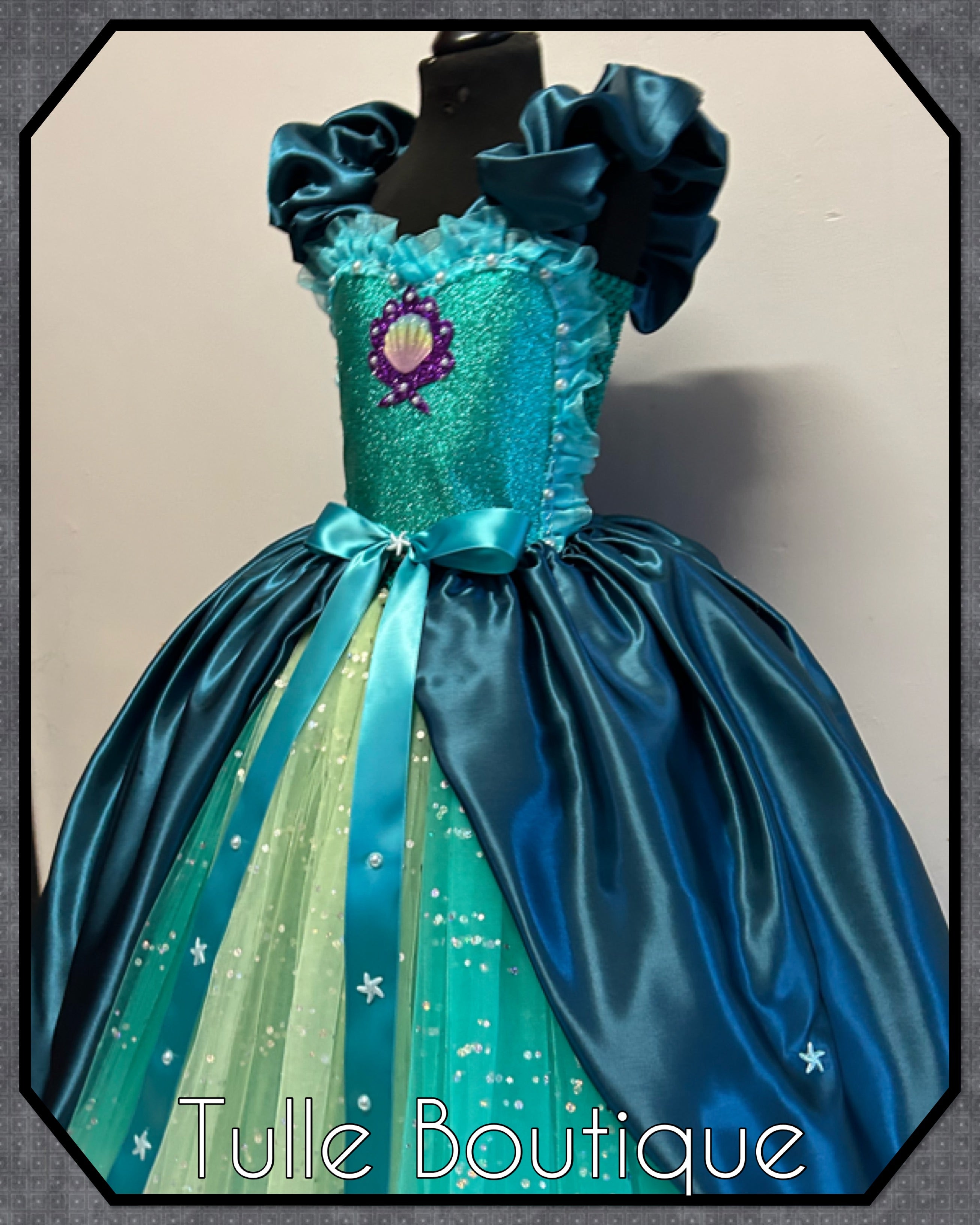 Girls toddlers The little Mermaid Princess Ariel tutu dress, ballgown, fancy dress costume full length