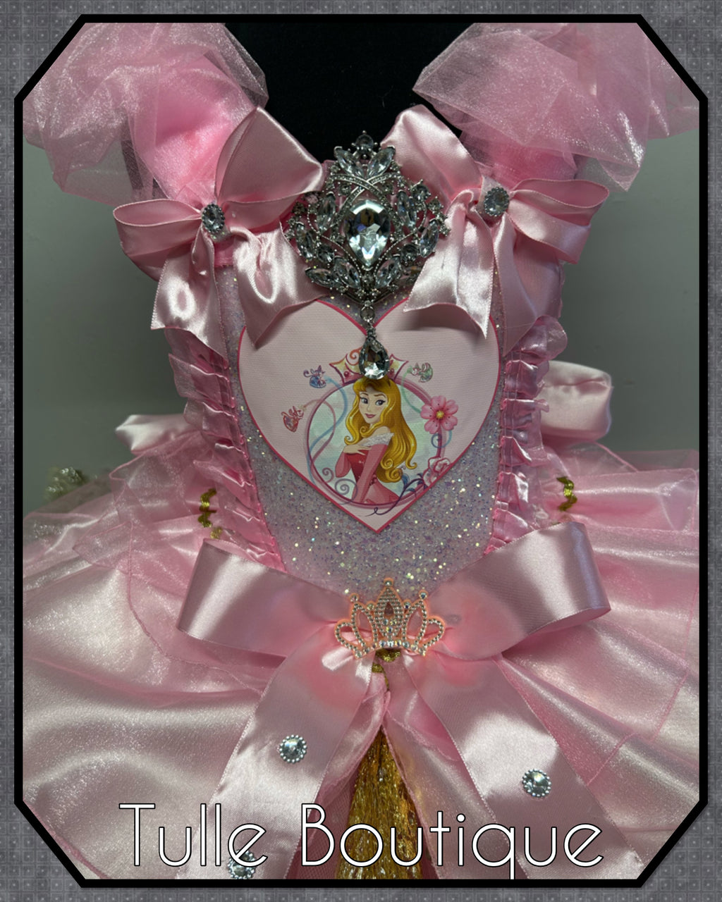 Girls toddlers Princess Aurora sleeping beauty tutu birthday party dress,ballgown, pink and gold fancy dress costume