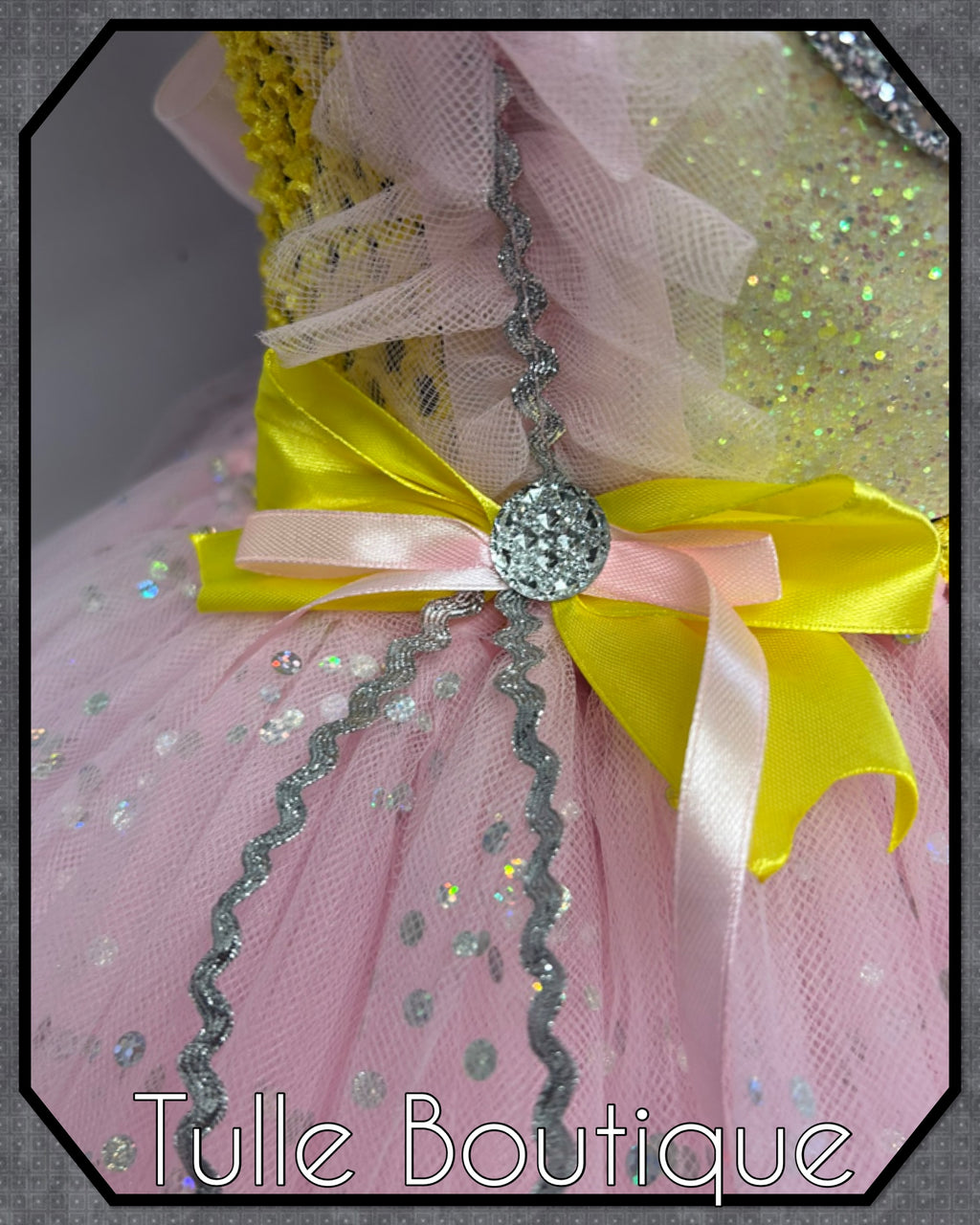 Girls toddlers pink and yellow minion tutu dress, book day fancy dress Halloween costume