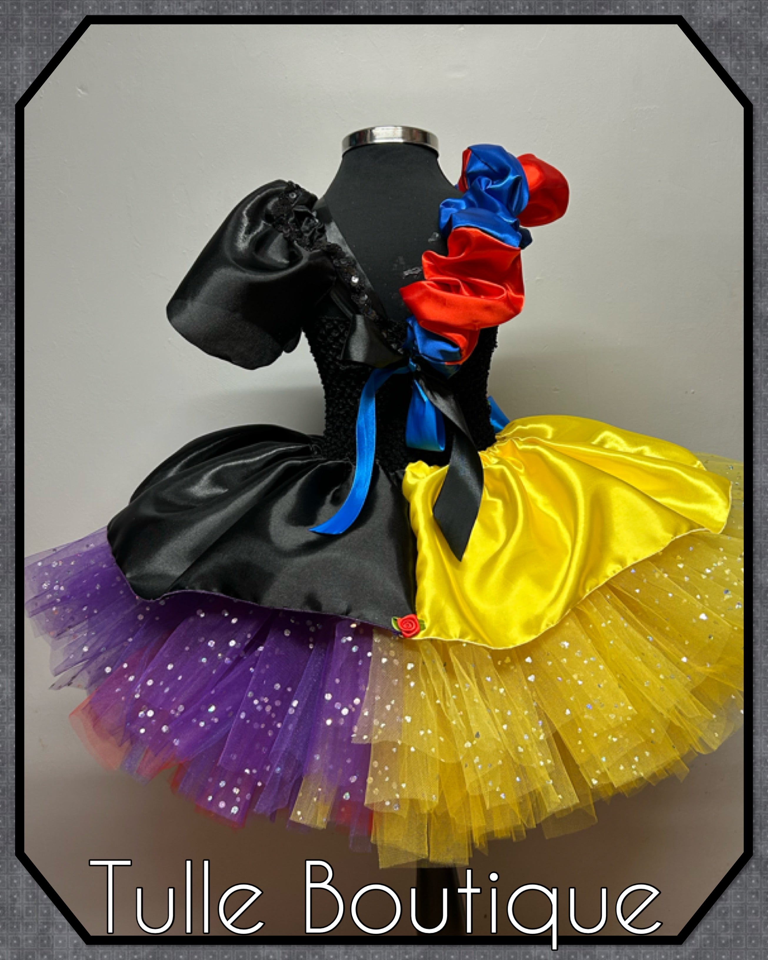 Girls toddlers Snow White with Evil Queen tutu dress, half and half ballgown, fancy dress costume