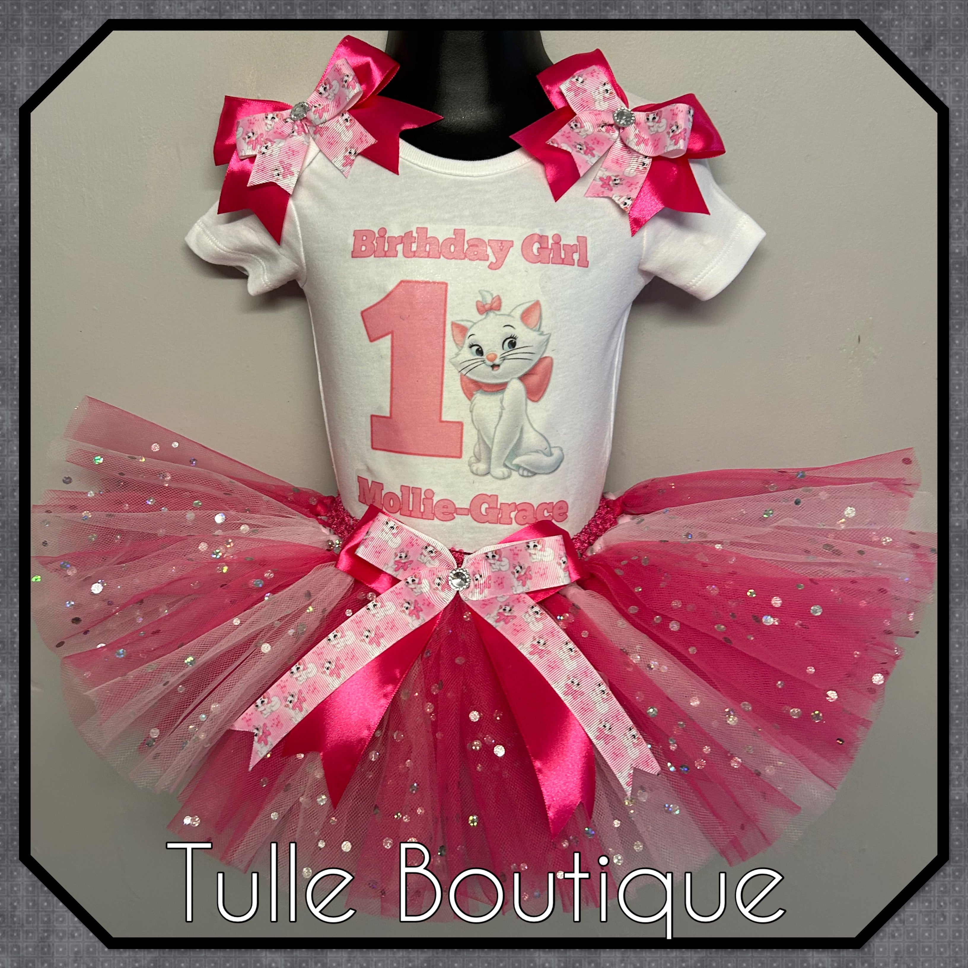 Girls toddlers Marie Cat birthday tutu outfit fancy dress costume