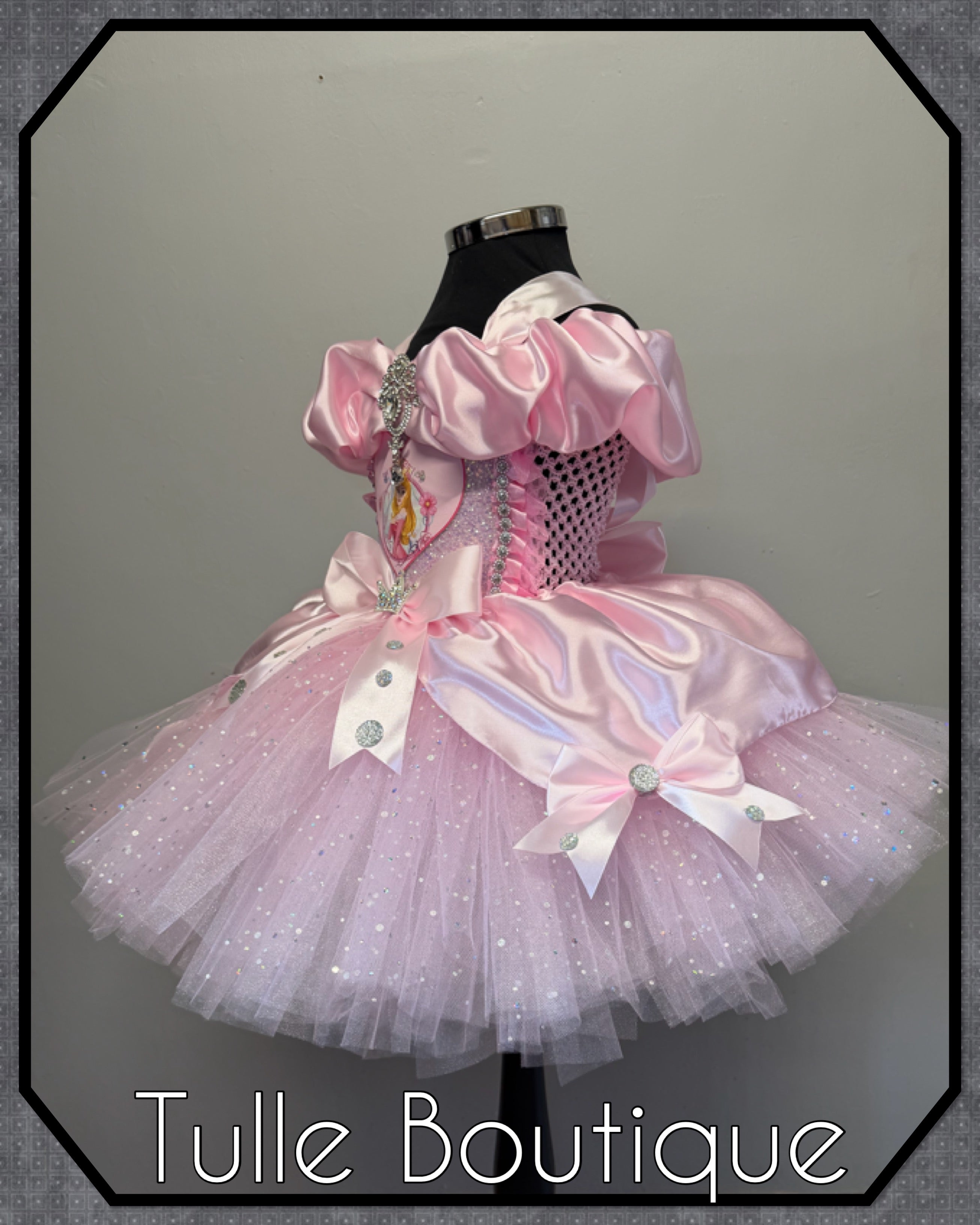 Girls toddlers Princess Aurora pink tutu dress, sleeping beauty ballgown, fancy dress costume
